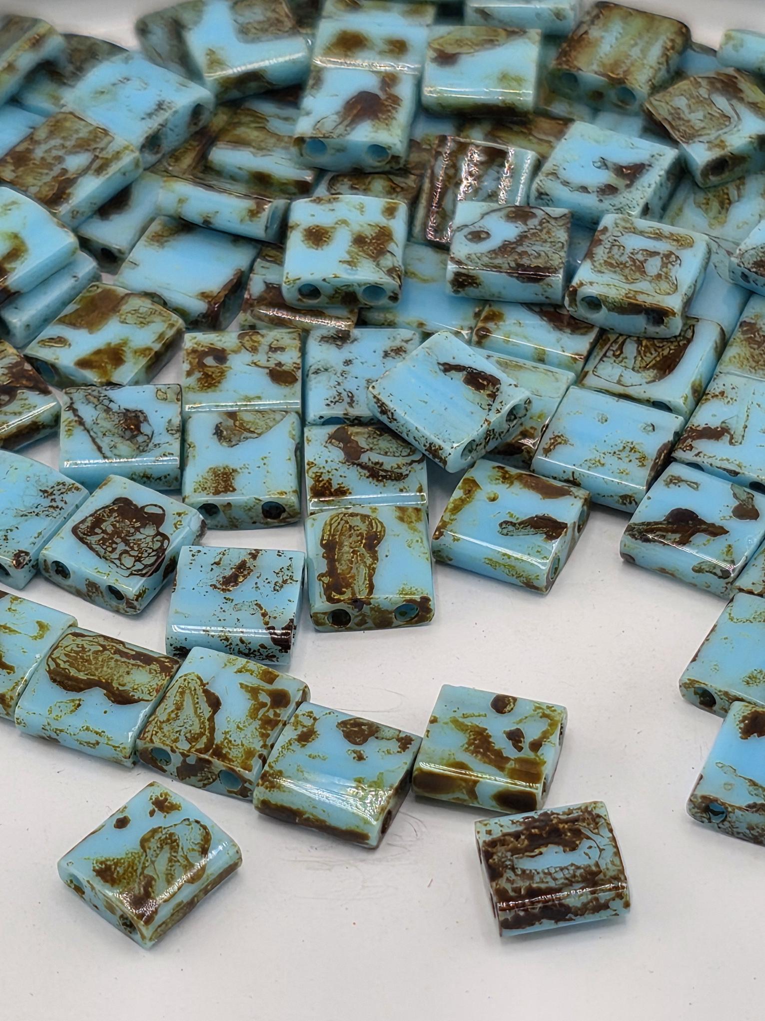 TL4514-Miyuki Tila Beads:Painted Turquoise PI (7.5g pkg)