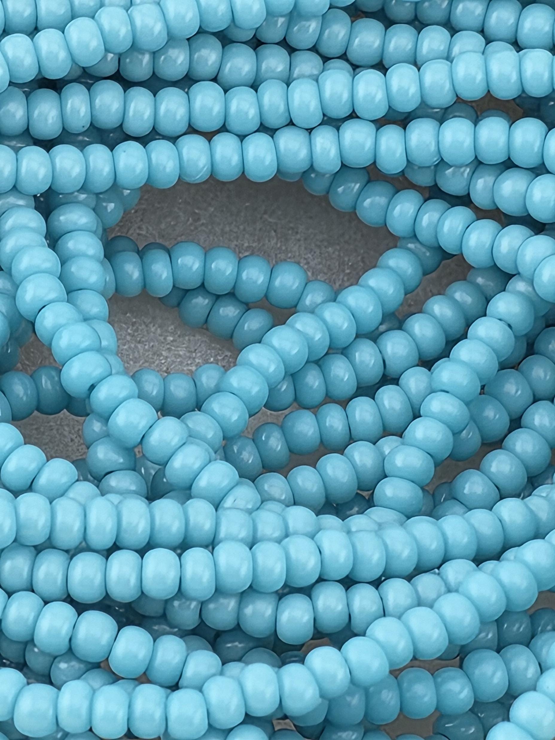 Preciosa Glass Seed Beads, Czech Opal Blue Turquoise (11/0, 6-string/20" half-hank)