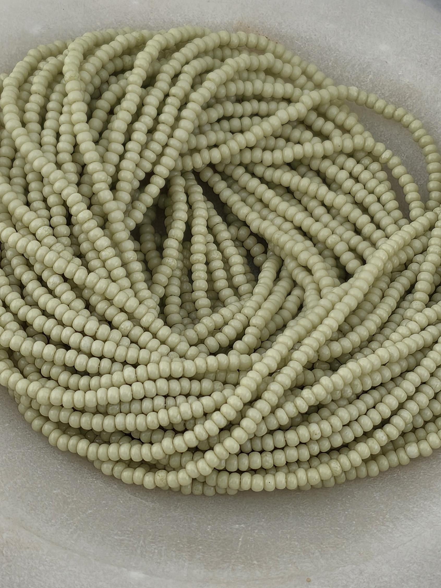 Preciosa Glass Seed Beads: Light Olive Green, 11/0 Size, 6-String Hank