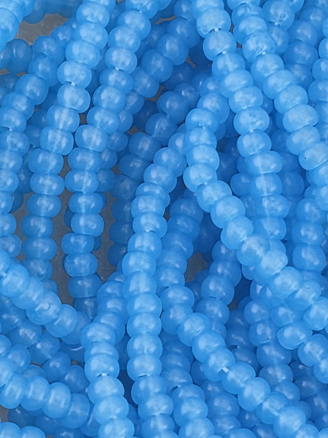 Czech Glass Seed Beads: Aqua Opal Rocaille - 11/0 Size, 6-string/20" half-hank