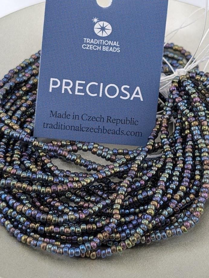 Seed Beads 11/0: Black Diamond AB Czech Glass - 6-string/20" half-hank for Jewelry