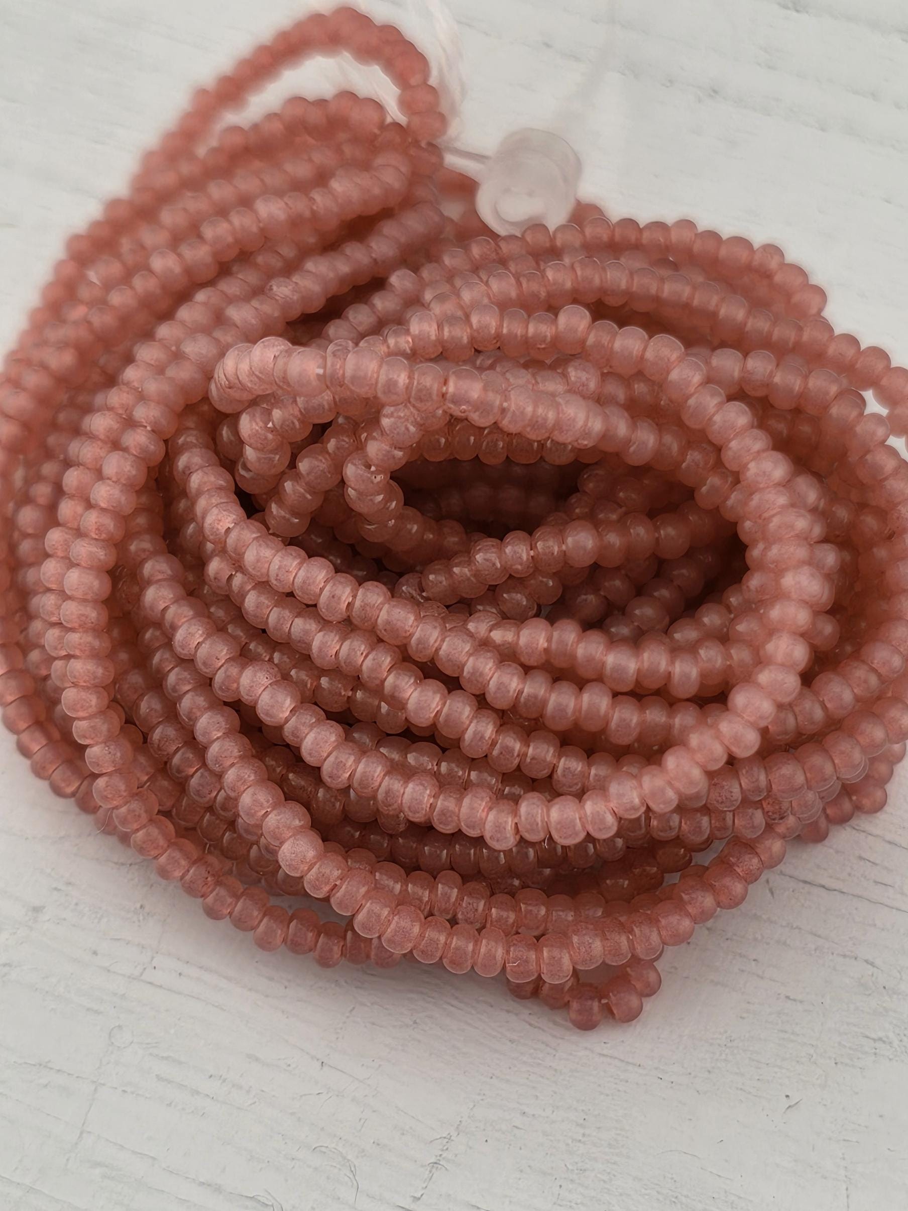 Preciosa 11/0 Czech Rose Opal Solgel-6 String/Hnk-Appx 18 Gms