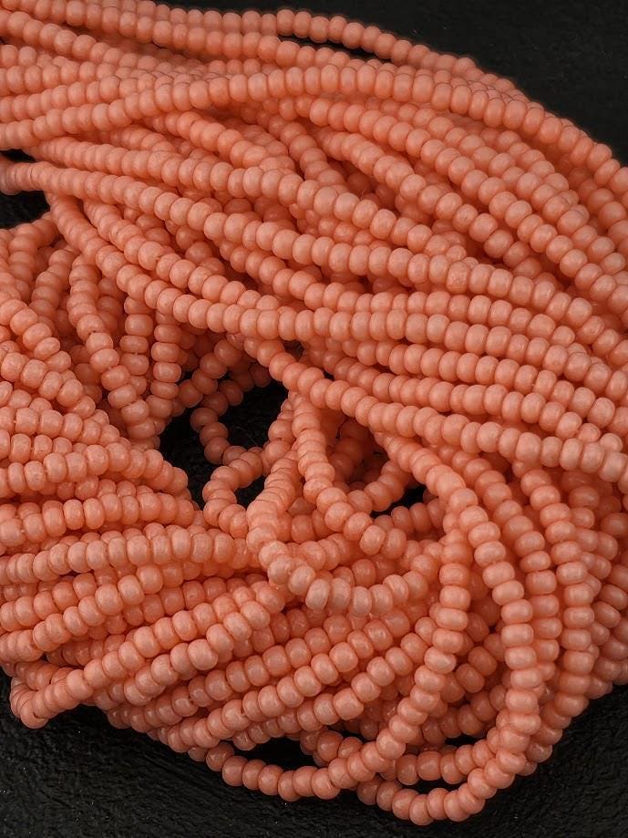 Czech Glass Seed Beads, Salmon Opaque 11/0 ( 6-string/20" half-hank, Preciosa)
