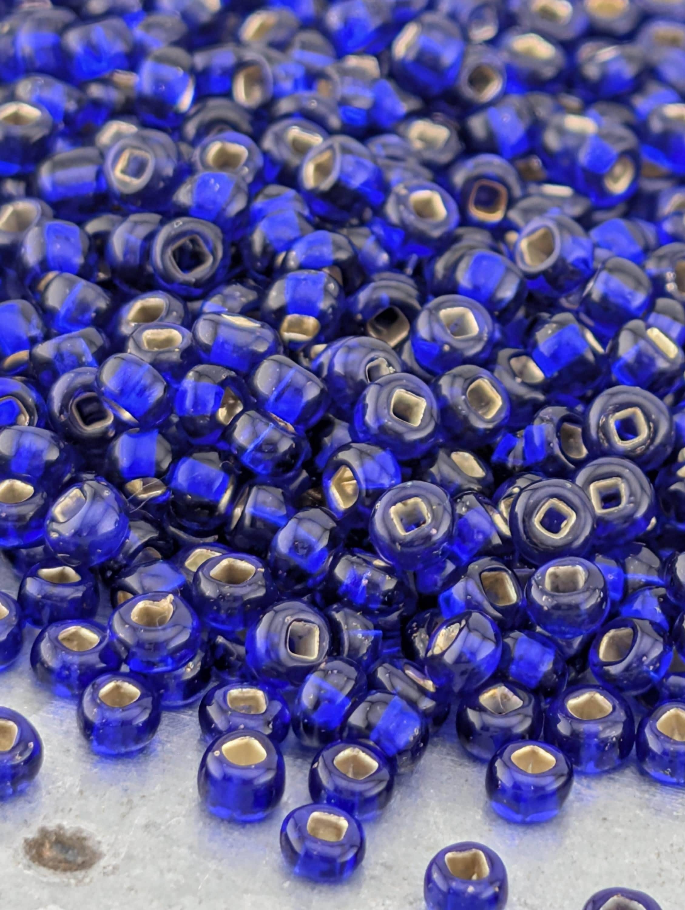 Preciosa 10/0 Seed Beads Sapphire Blue SilverLined Size 10/0 - 15g - Czech Glass Rocaille for Jewelry Making