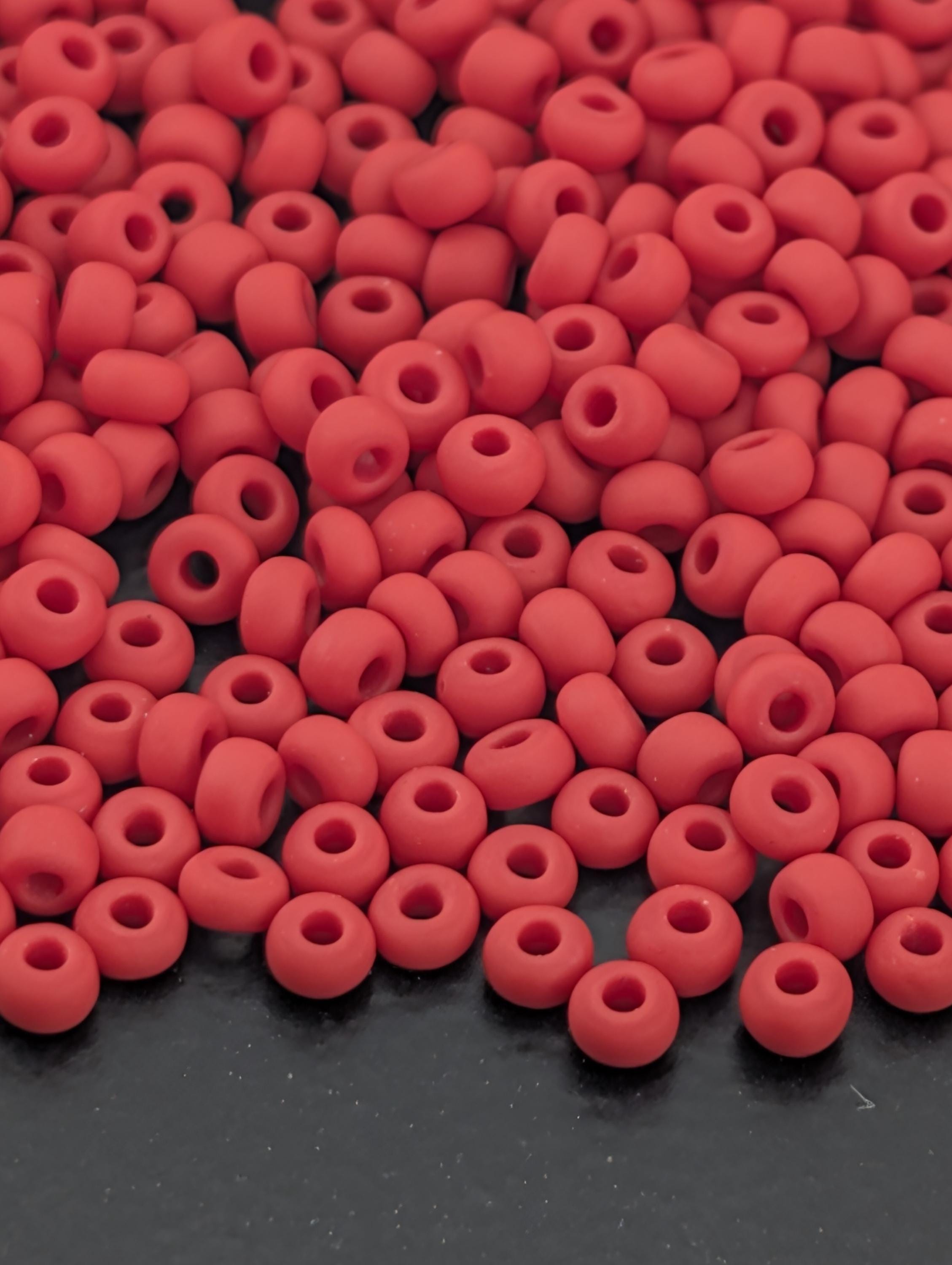 Preciosa 11/0 Seed Beads Opaque Matte Red (Size 11/0 ) - 15g - Czech Glass Rocaille for Jewelry Making