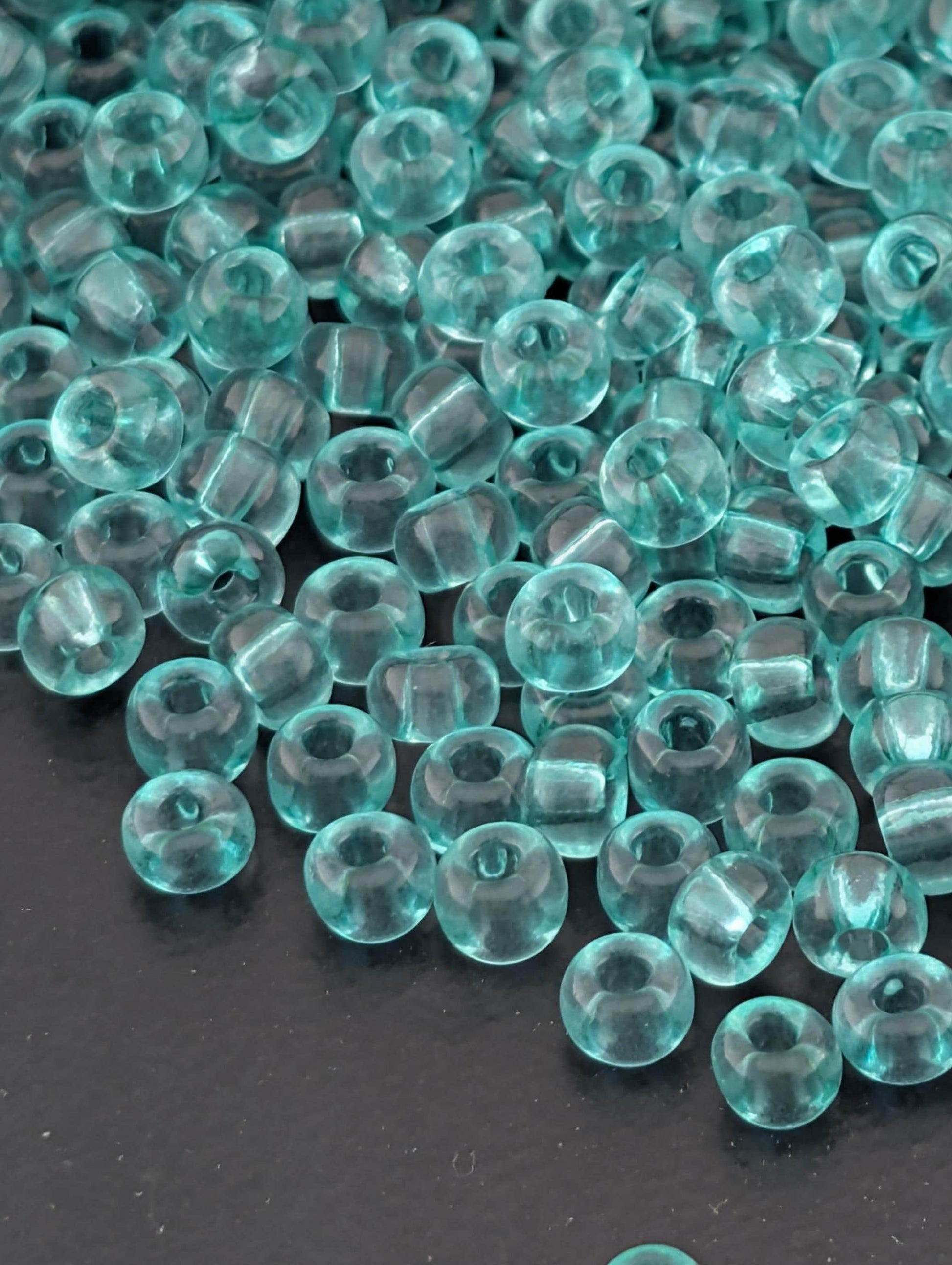 Preciosa Size 6 Seed Beads - Transparent Teal Green, 15g Pack