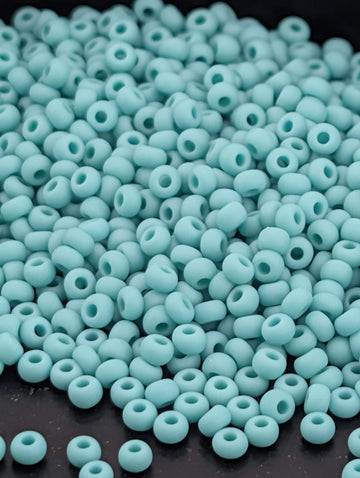 Preciosa 10/0 Seed Beads Matte Green Turquoise Size 10/0 - 15g - Czech Glass Rocaille for Jewelry Making