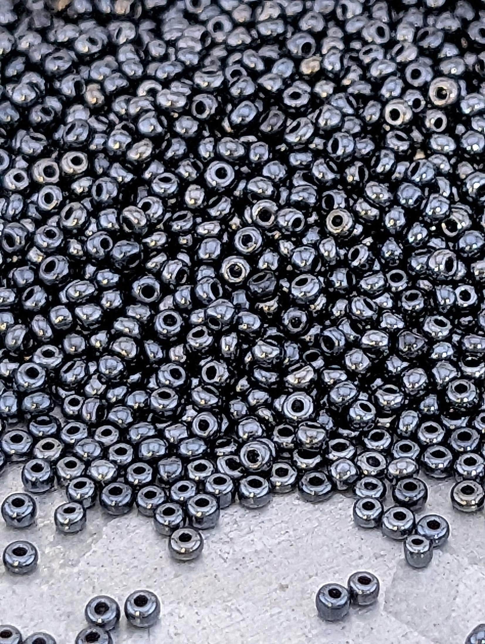 Preciosa Opaque Black Luster | Preciosa Ornela Seed Beads | Size 11/0 | 15G Pkg ~630 Pcs