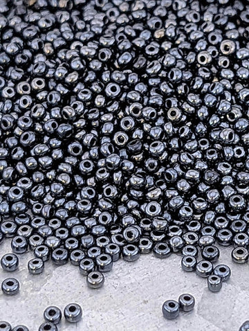 Preciosa Opaque Black Luster | Preciosa Ornela Seed Beads | Size 11/0 | 15G Pkg ~630 Pcs