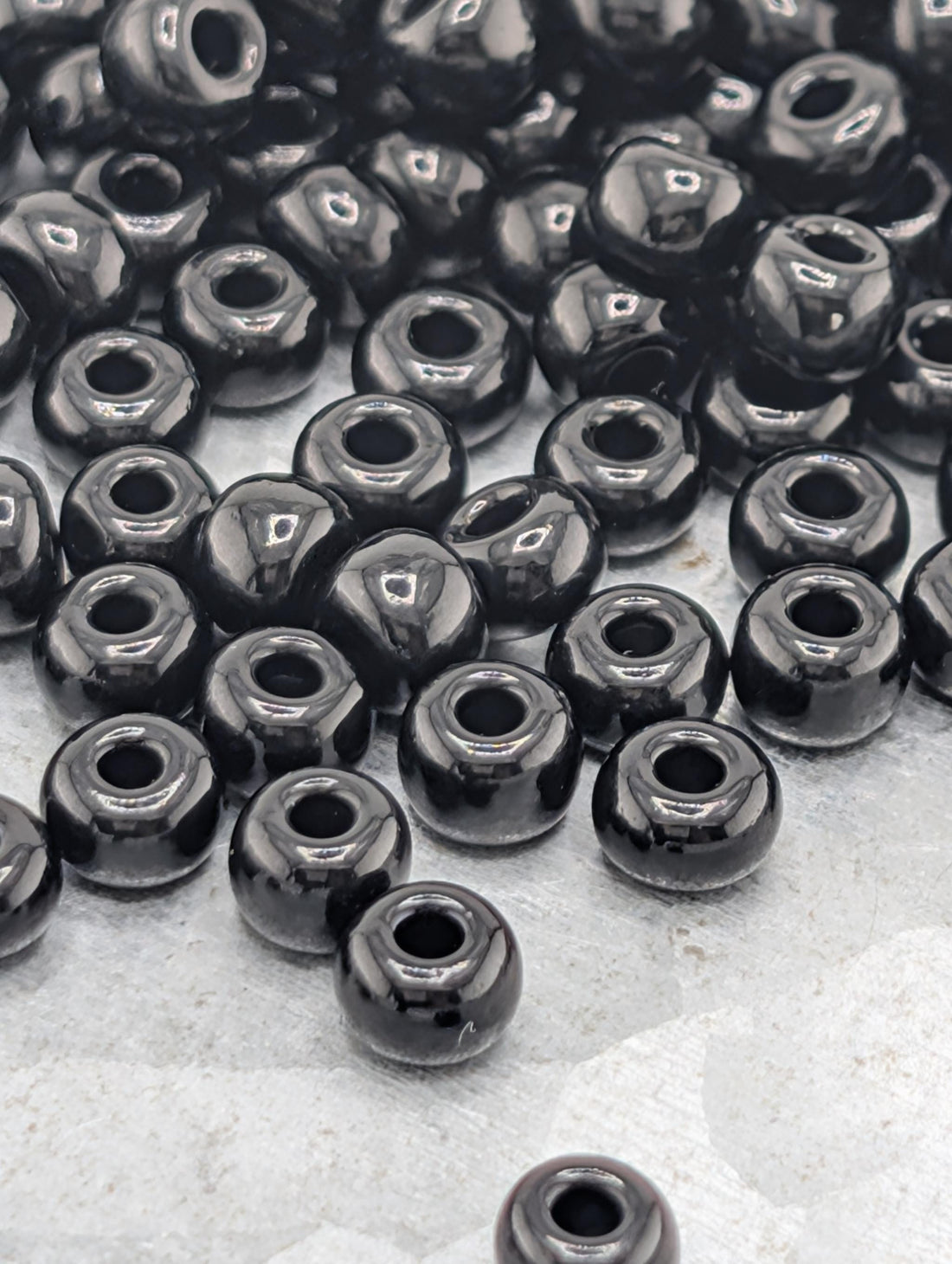 Czech Glass Seed Beads: Preciosa Size 6 - Opaque Black, 15g