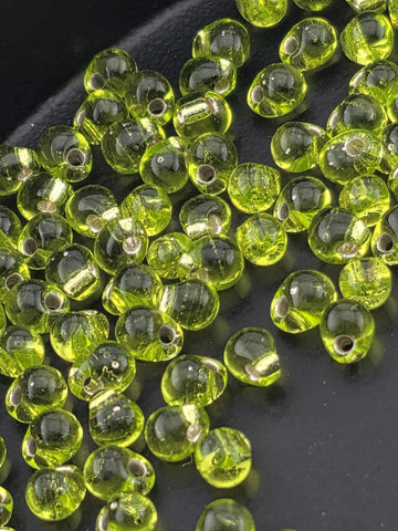 Lime Green Miyuki Drop Beads - Translucent Silver Lined, 15g Approximate