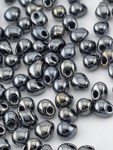 Miyuki Drop Beads - Hematite Finish, Medium Size 3.4mm, 15g Pack