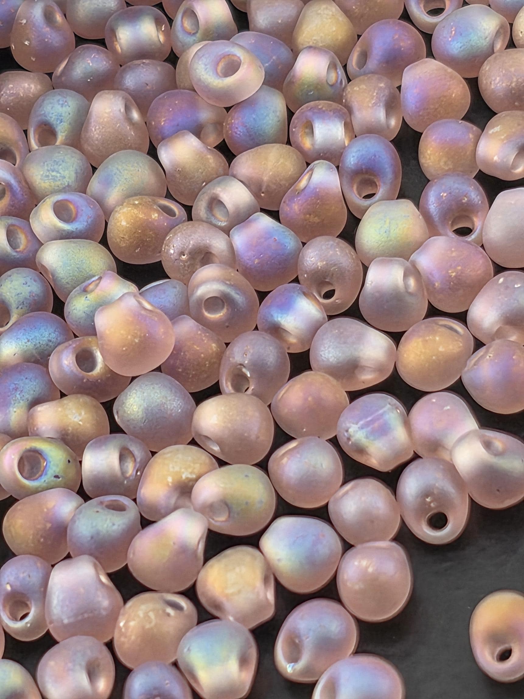 Miyuki Drop Glass Beads, Amethyst Matte Rainbow (3.4mm, 15g Pack)