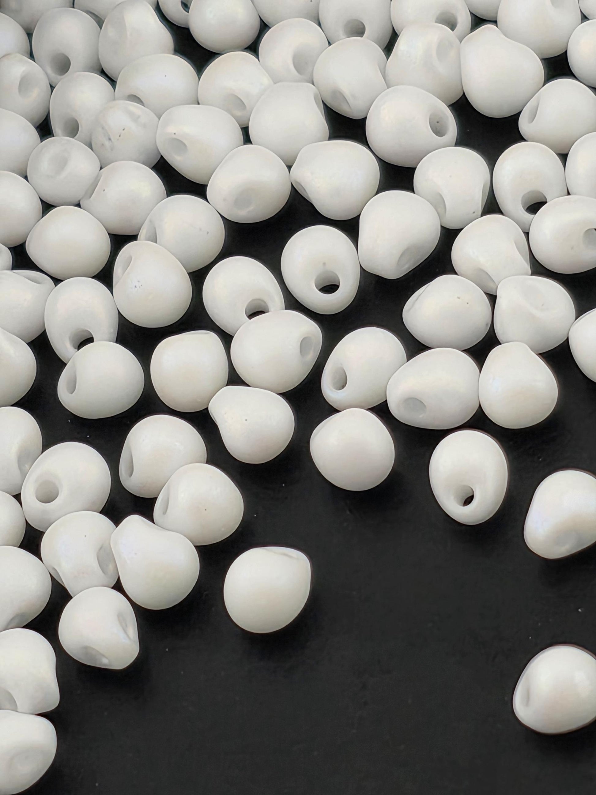 Miyuki Glass Drop Beads, White Matte Rainbow (3.4mm, 15g / ~270pcs)