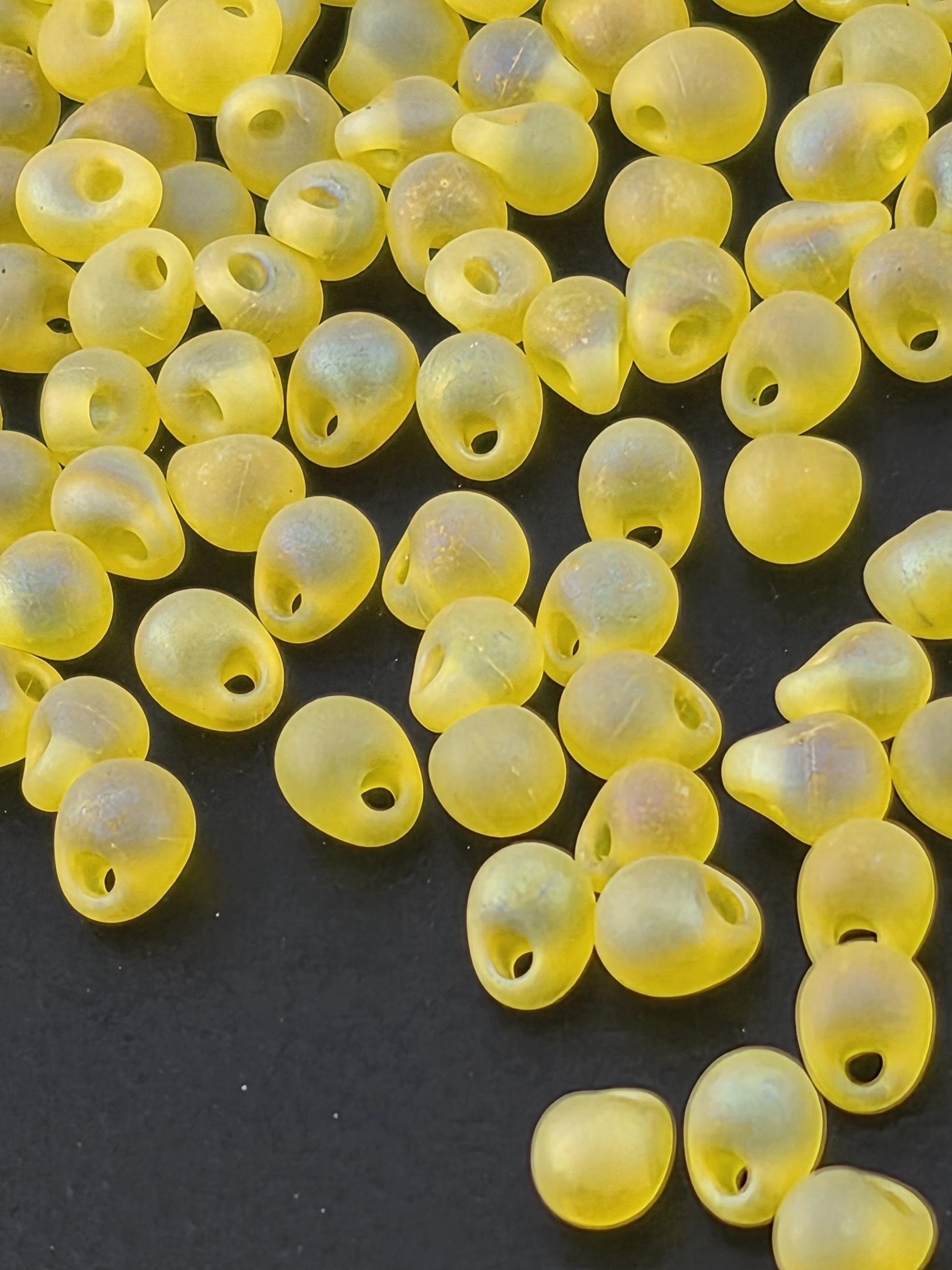 Miyuki Drops Yellow Translucent Matte Rainbow