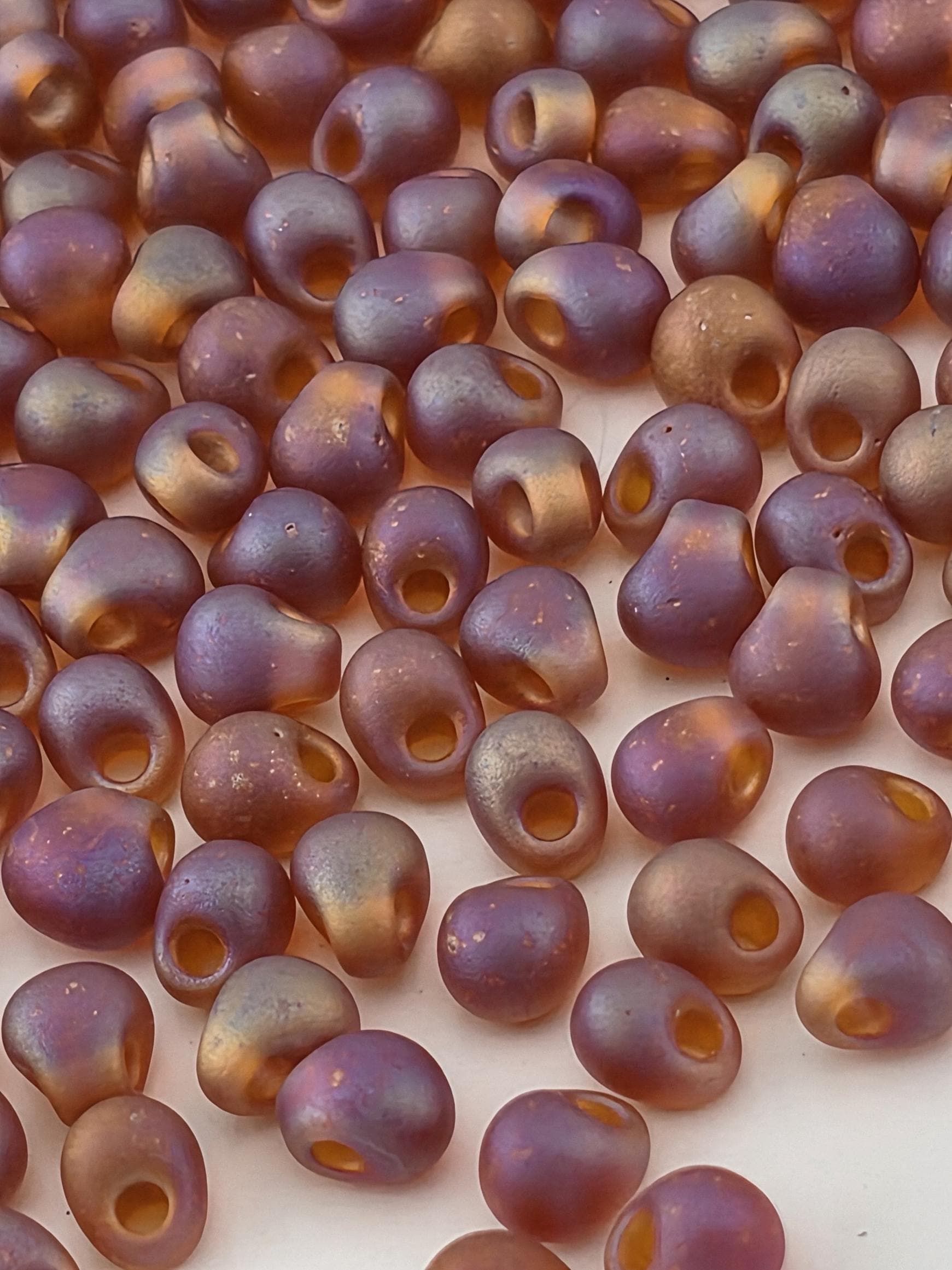 Miyuki Drop Beads: Dark Amber Matte Rainbow - 3.4mm, 15g Pack