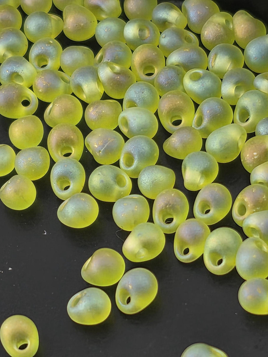 Miyuki Drop Beads, Lime Green Matte Rainbow (3.4mm, 15g Approx)