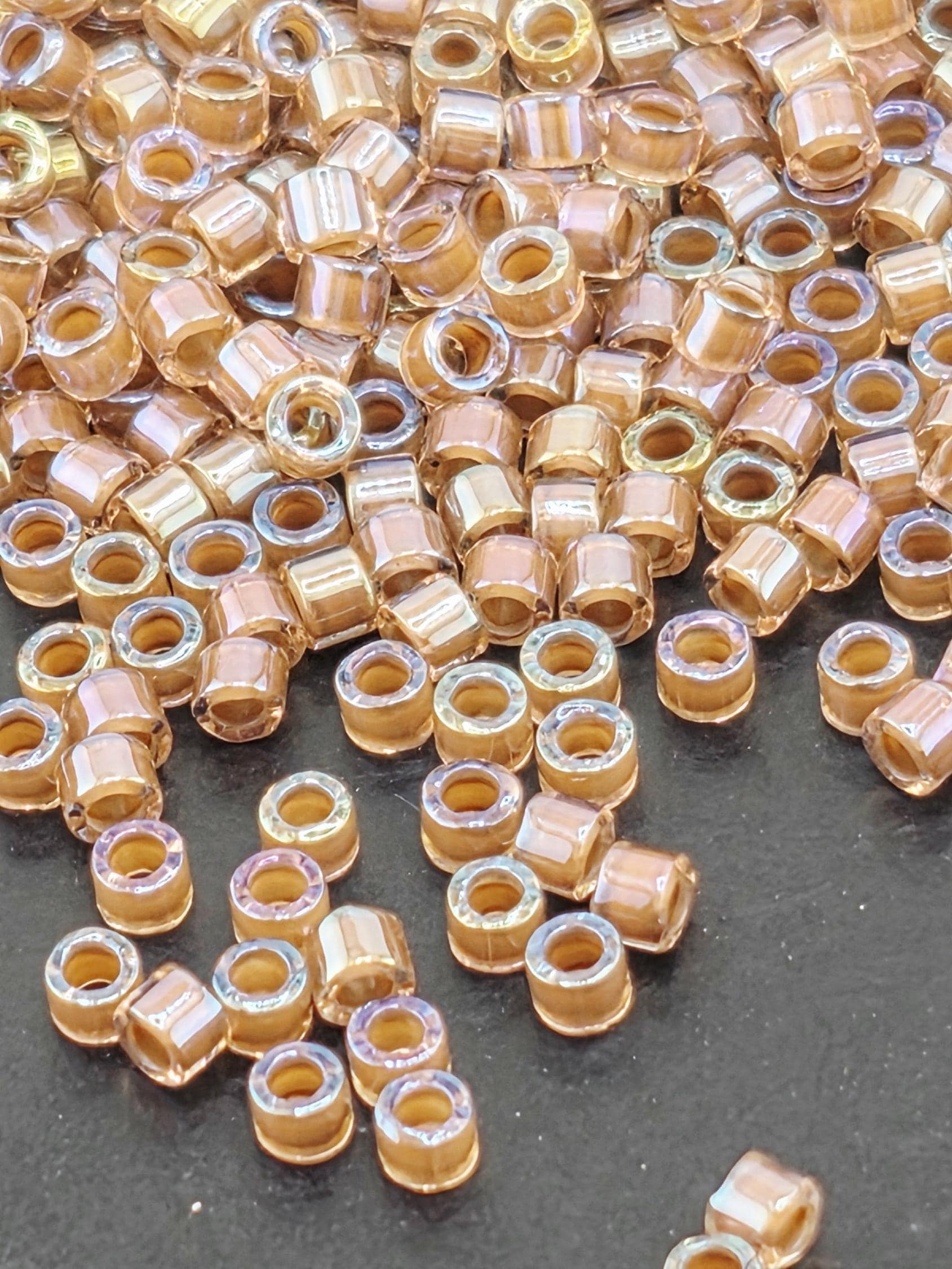 DB1732:Amethyst/Hazelnut Inside Color Lined Rainbow Miyuki Delica (Size 11, 7 grams, ~1400 beads)