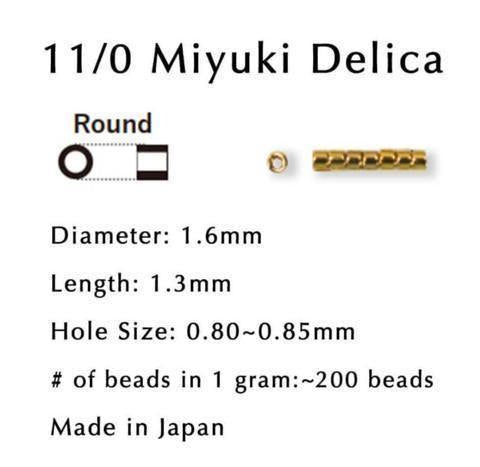 DB1011:Golden Green M/L/R Miyuki Delica (Size 11, 7 grams, ~1400 beads)
