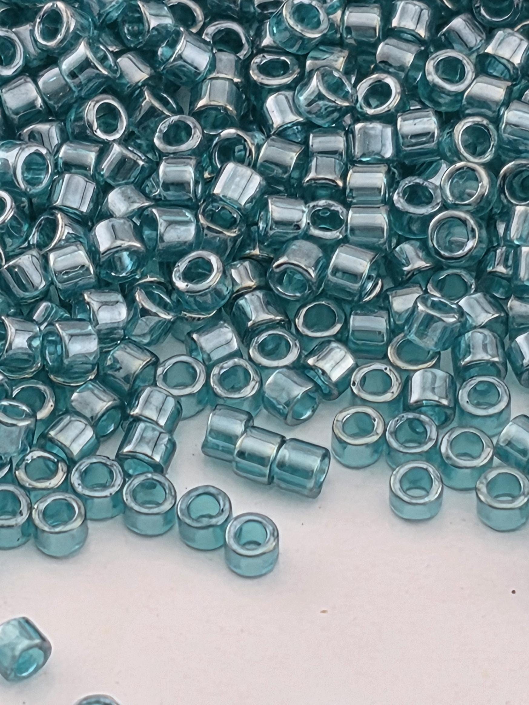 DB1228:Tropical Teal Translucent Inside Color Lined Miyuki Delica (Size 11, 7 grams, ~1400 beads)