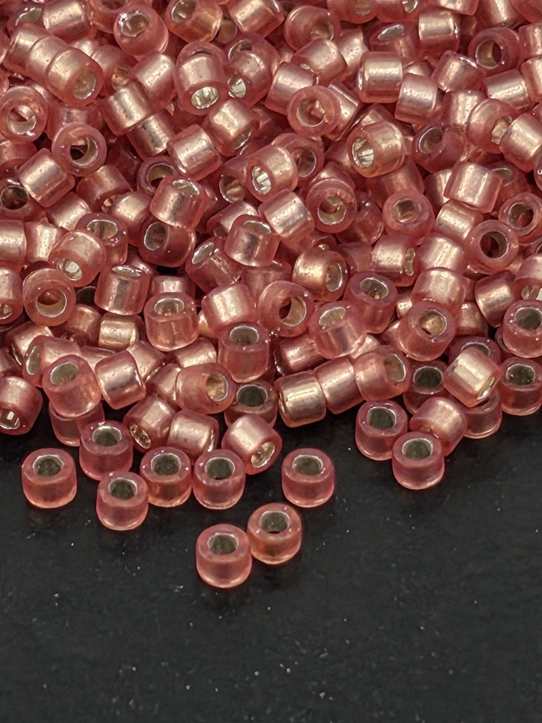 DB0685:Dark Rose Translucent Silver Lined Semi-Matte Duracoat Miyuki Delica (Size 11, 7 grams, ~1400 beads)