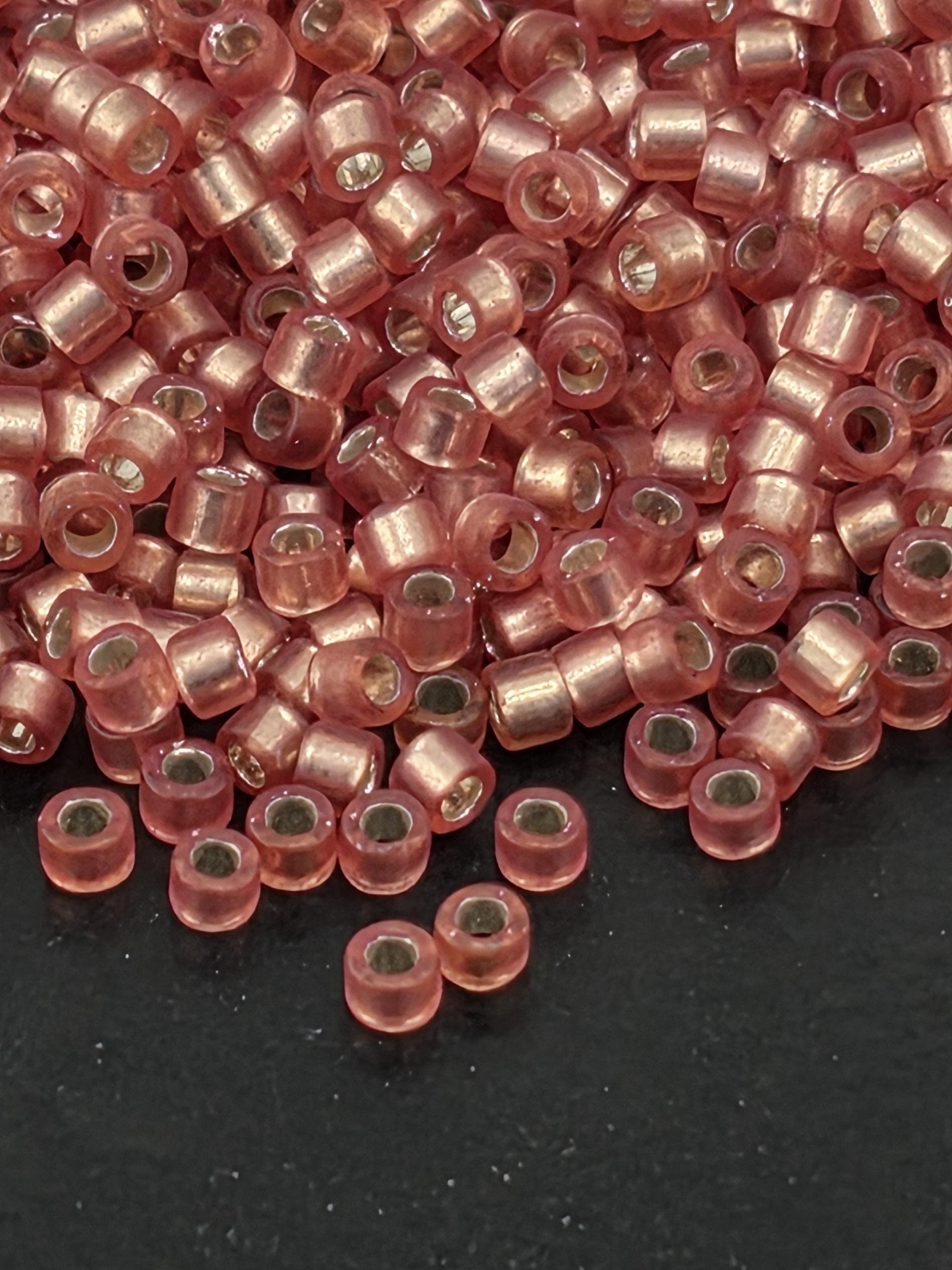 DB0685:Dark Rose Translucent Silver Lined Semi-Matte Duracoat Miyuki Delica (Size 11, 7 grams, ~1400 beads)