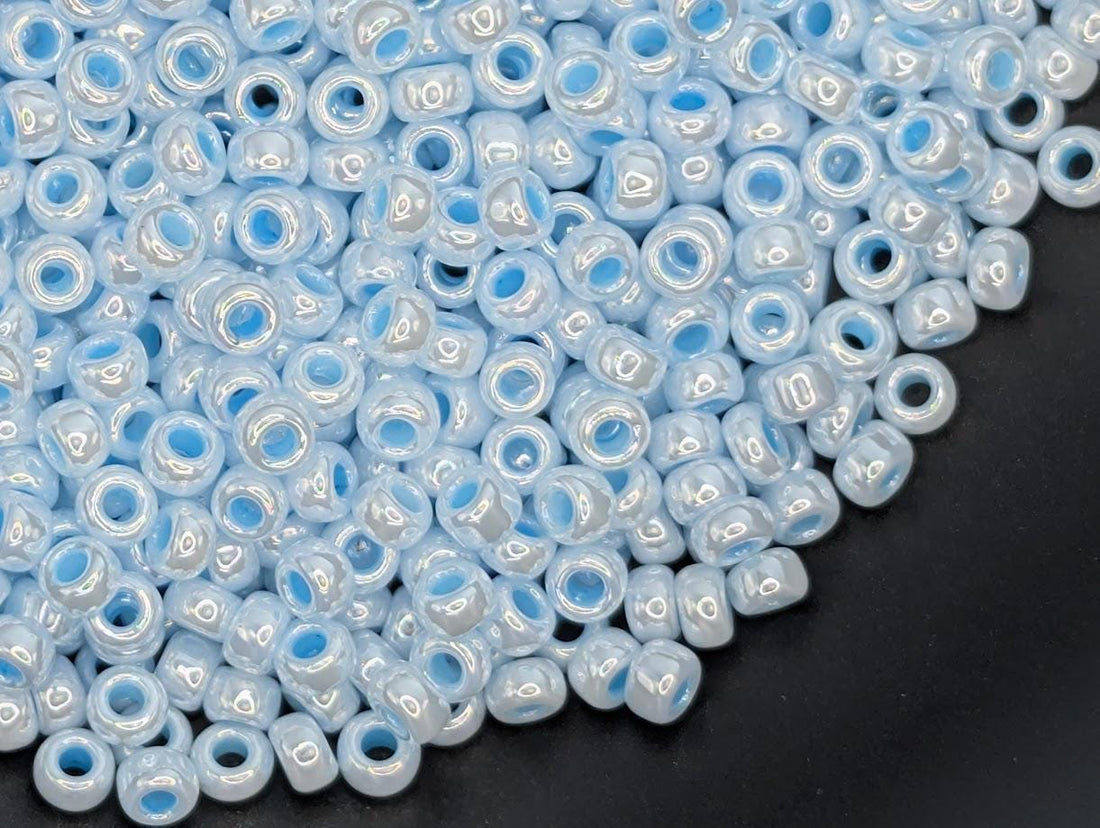 Miyuki Rocailles Seed Beads, Baby Blue Opaque Luster (11/0, 20g)