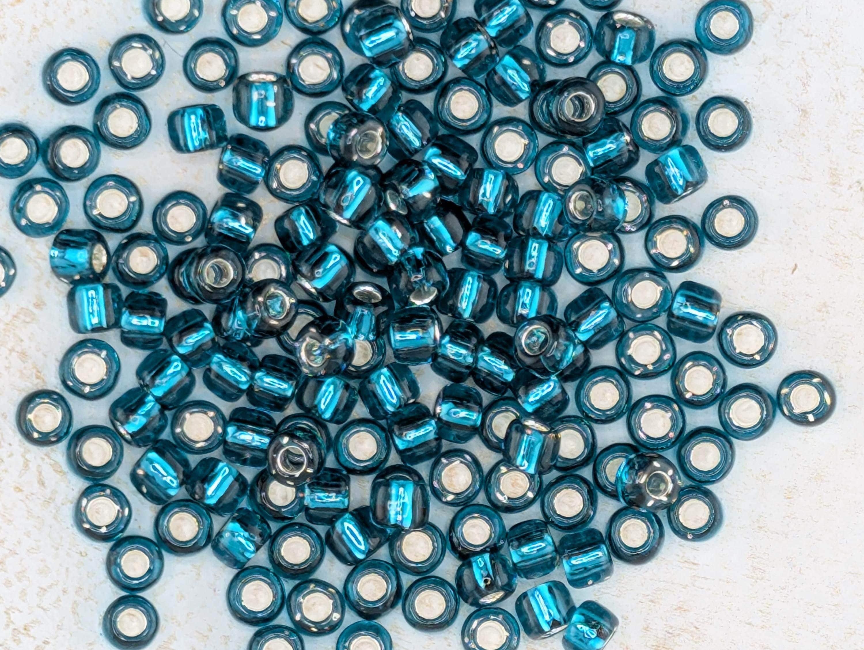 Teal Matsuno Seed Beads Size 6: Silver-Lined Glass, 15g Pack
