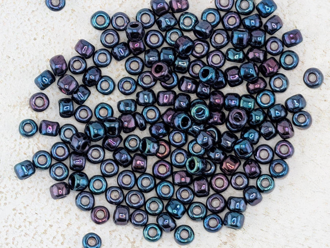 Opaque Iris Blue Seed Beads - Matsuno Size 6, 15g Pack