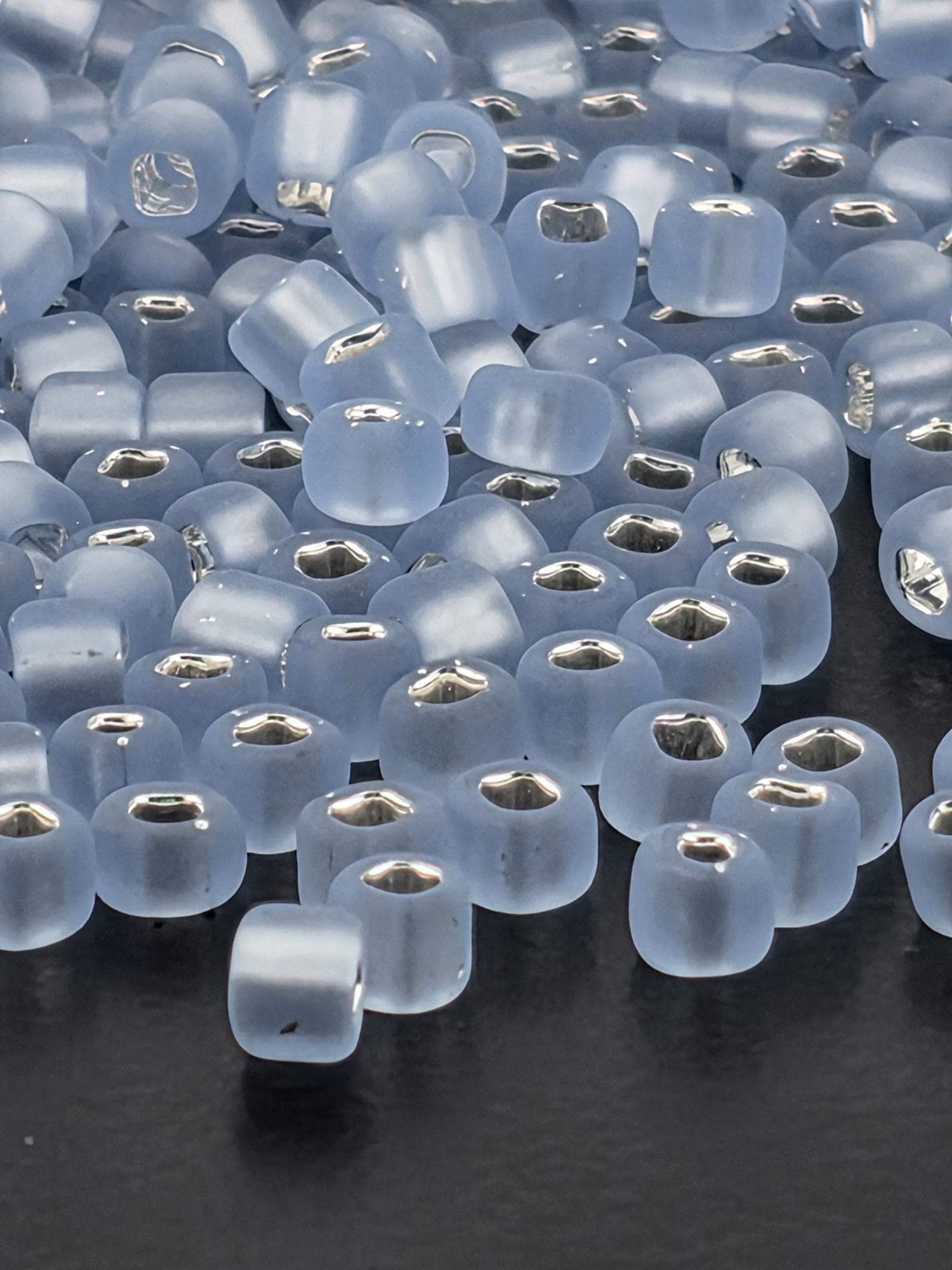 Matsuno Seed Beads: Matte Pale Blue Round with Square Hole - Size 6, 15g