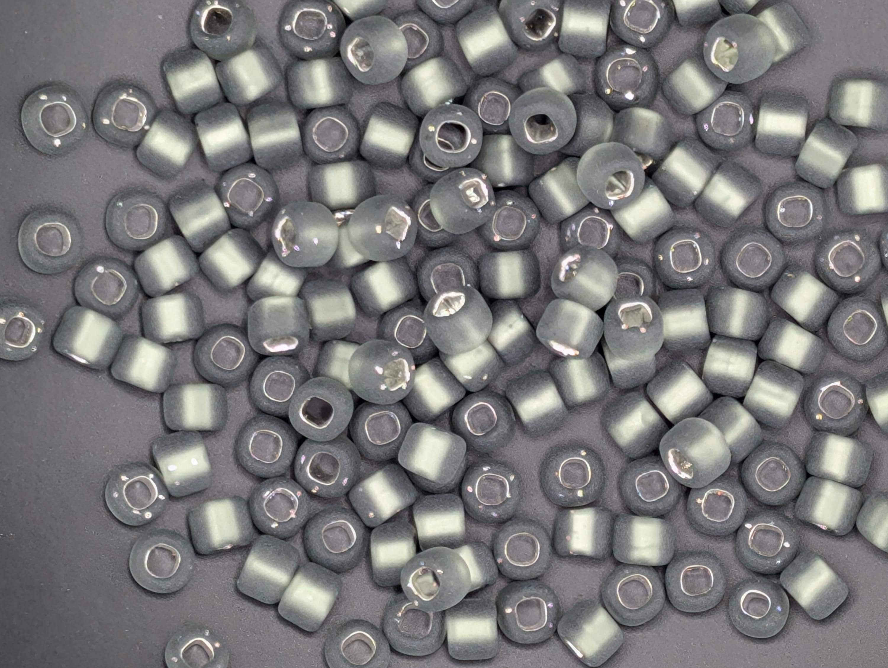 Matte Gunmetal Seed Beads: Matsuno Silver Lined (Size 6, 15g)