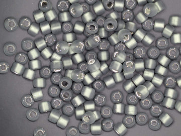 Matte Gunmetal Seed Beads: Matsuno Silver Lined (Size 6, 15g)