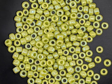 Matsuno Seed Beads: Opaque Rainbow Light Green - Size 6, 15g Approx 180 pcs