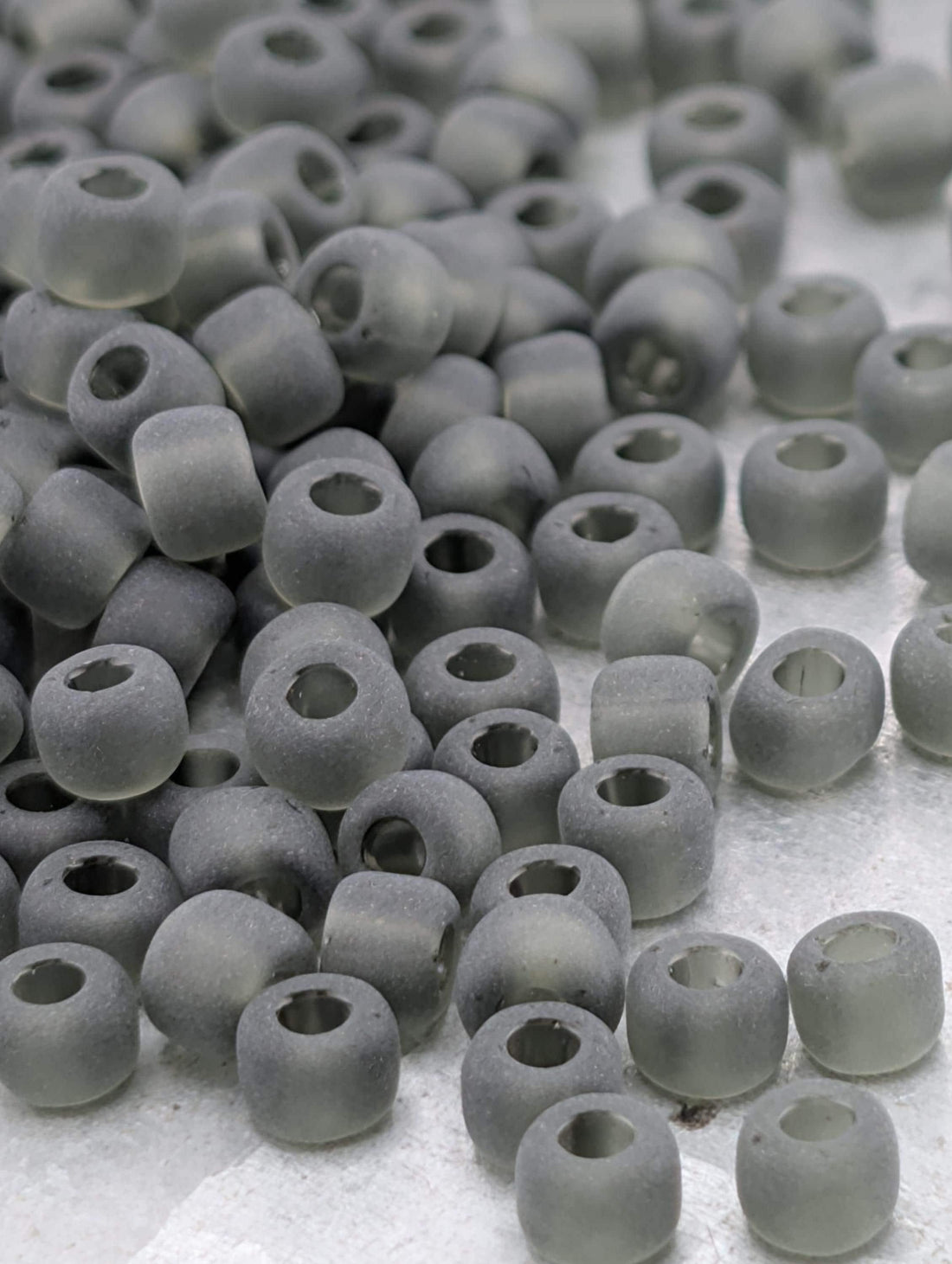 Seed Beads: Matte Grey Matsuno Glass (Size 6, 15g, ~180 pcs)