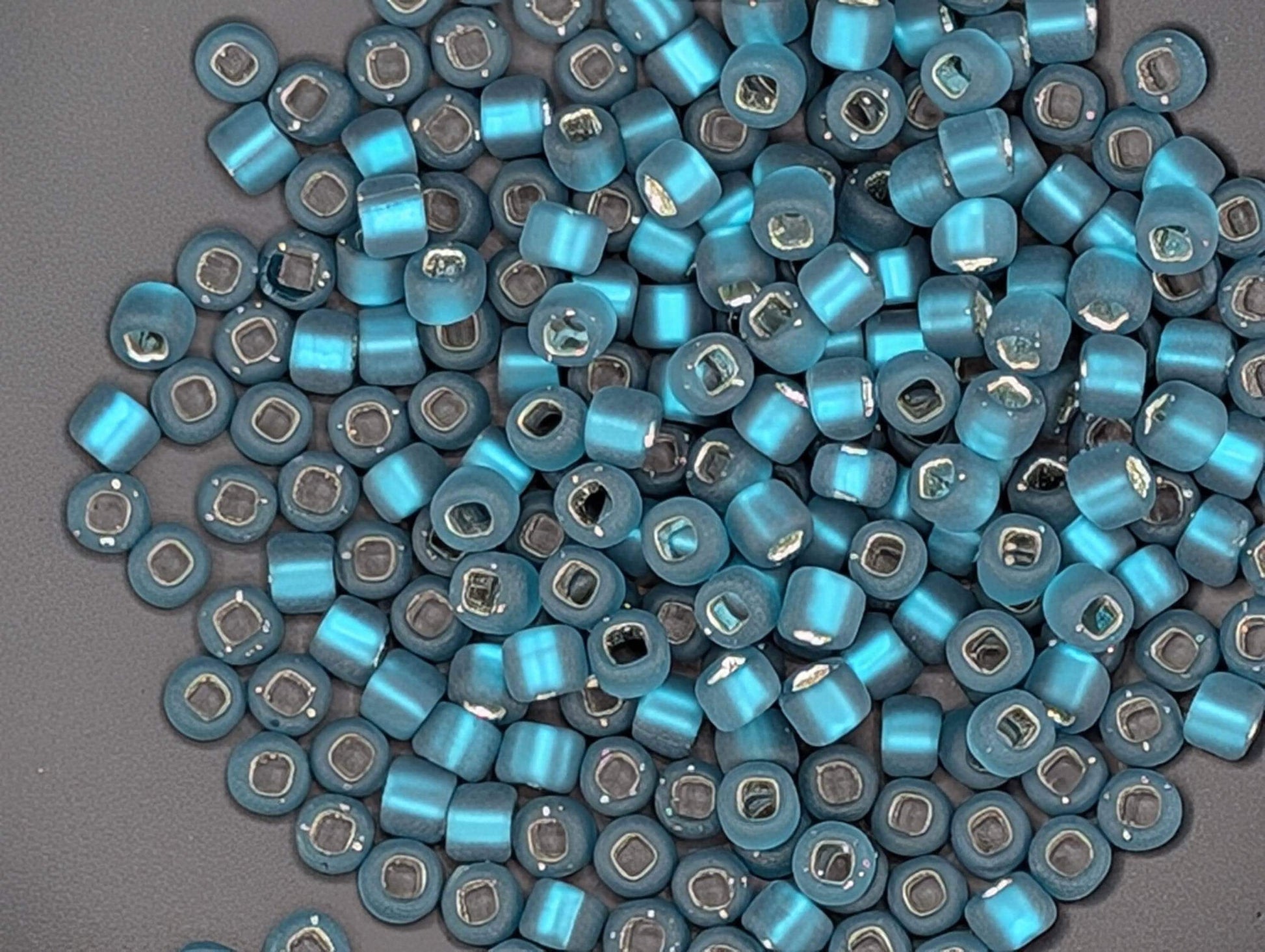 Seed Beads Pack: Matte Teal Matsuno Size 6 - Silver-Lined Glass