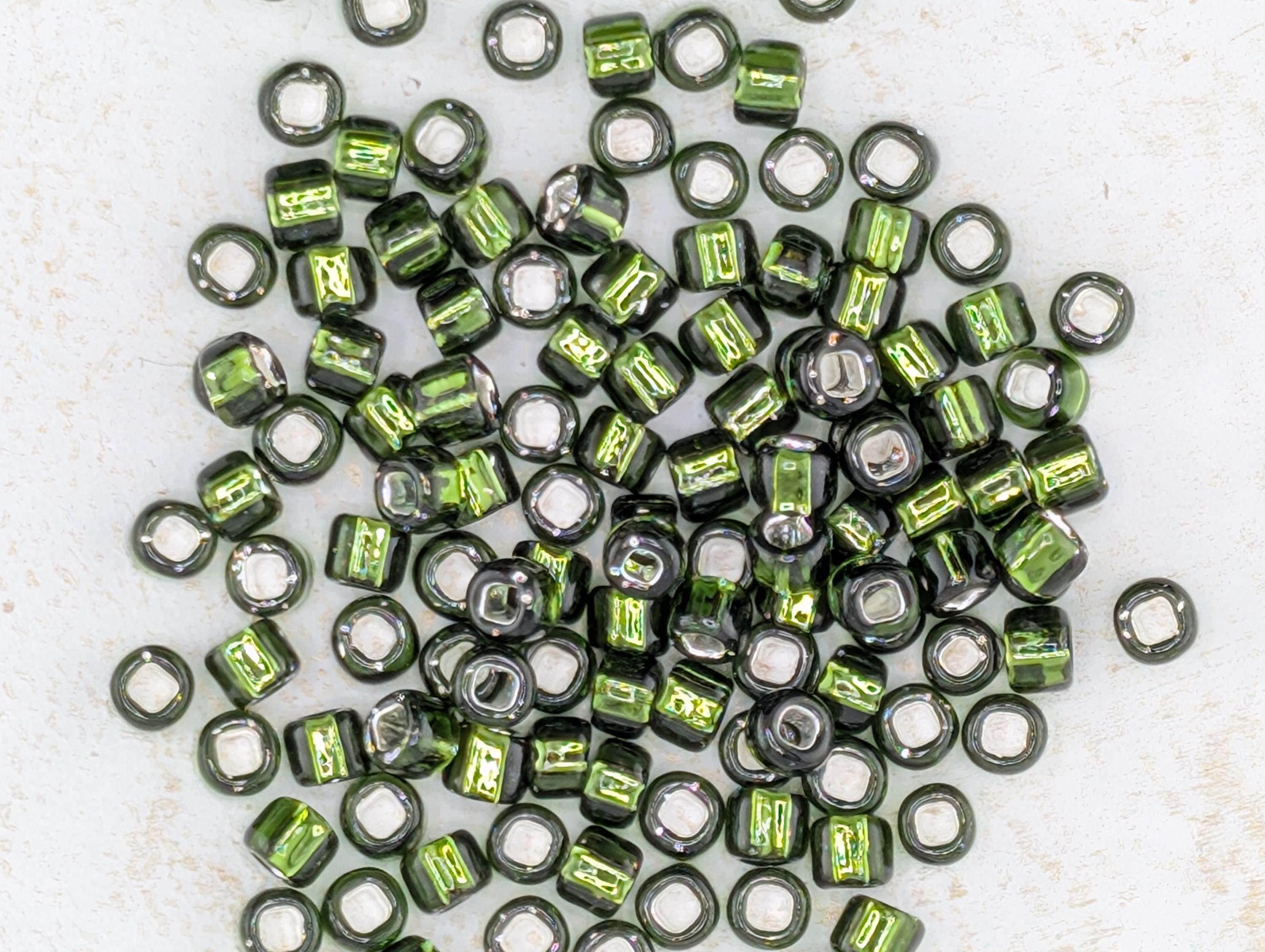 Olive Green Matsuno Seed Beads - Silver Lined Round with Square Hole