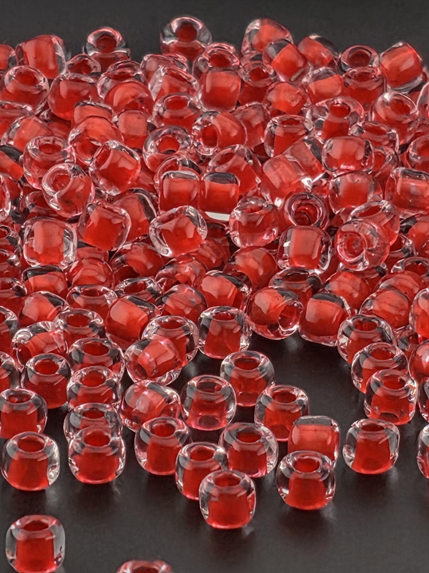 Red Translucent Matsuno Seed Beads - Size 6, 15g Approx 180 pcs