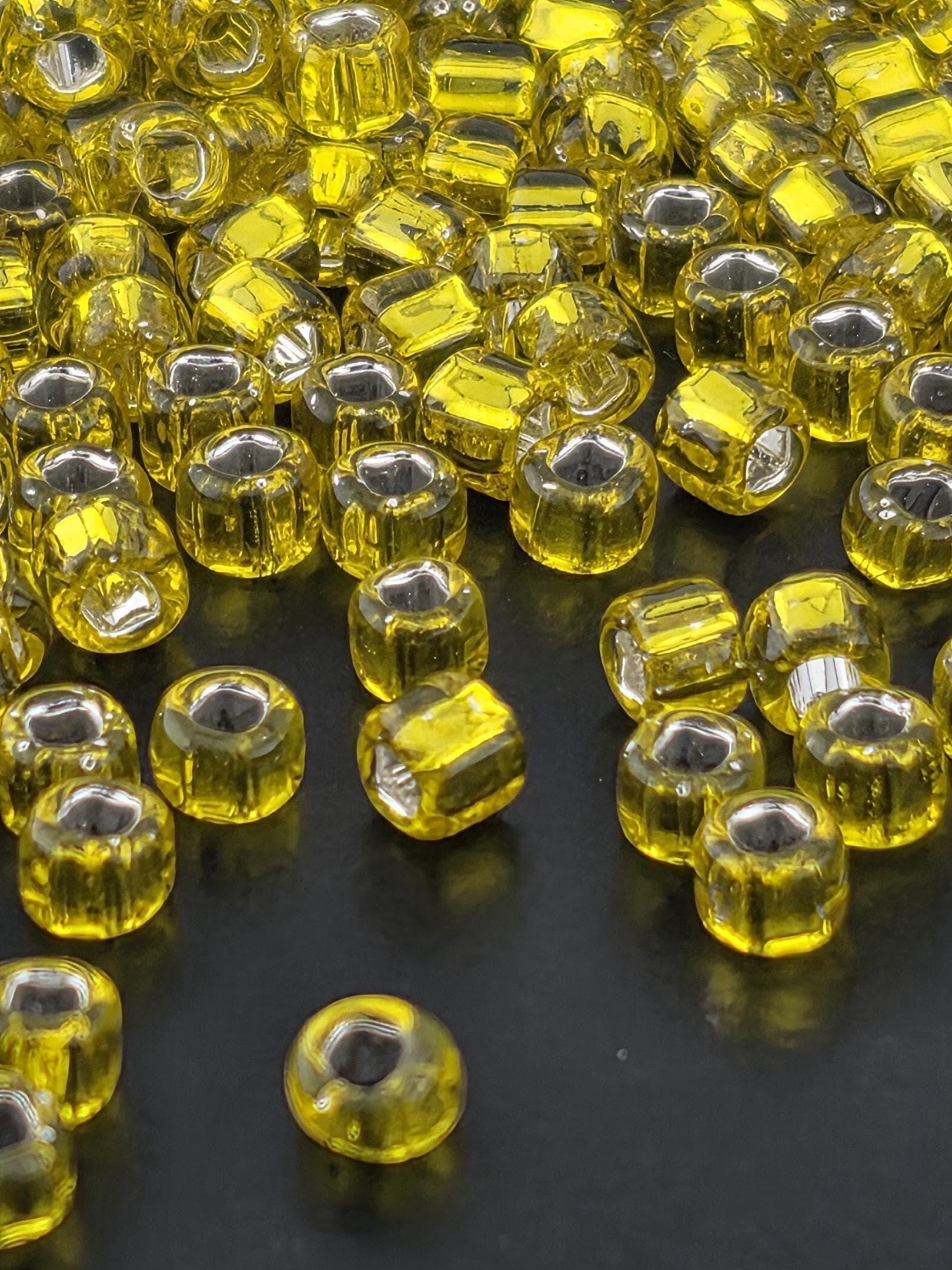 Yellow Matsuno Seed Beads, Silver-Lined Round with Square Hole (6/0, 15g)