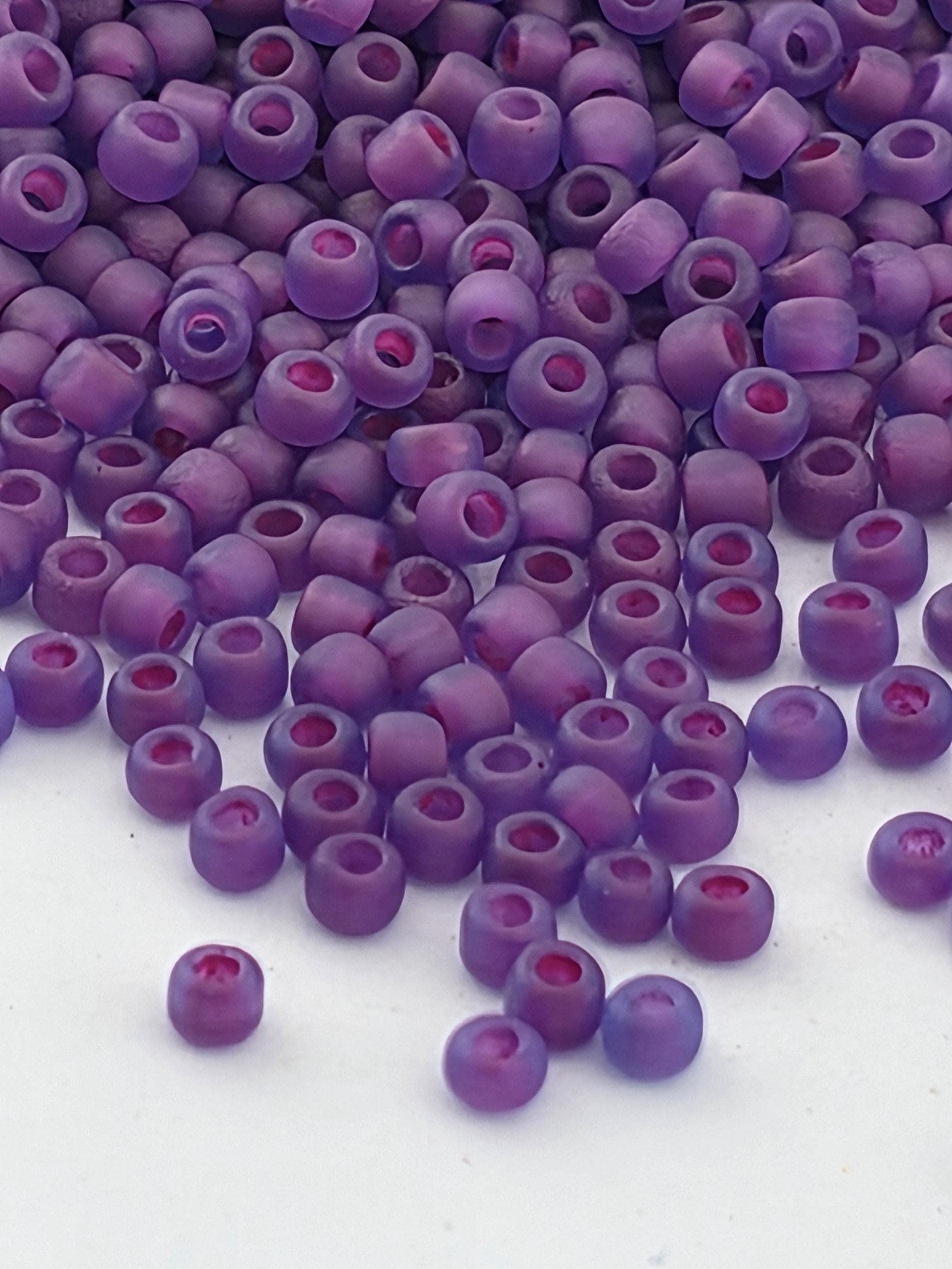 Matte Blue and Fuchsia Matsuno Seed Beads - Translucent Size 11/0