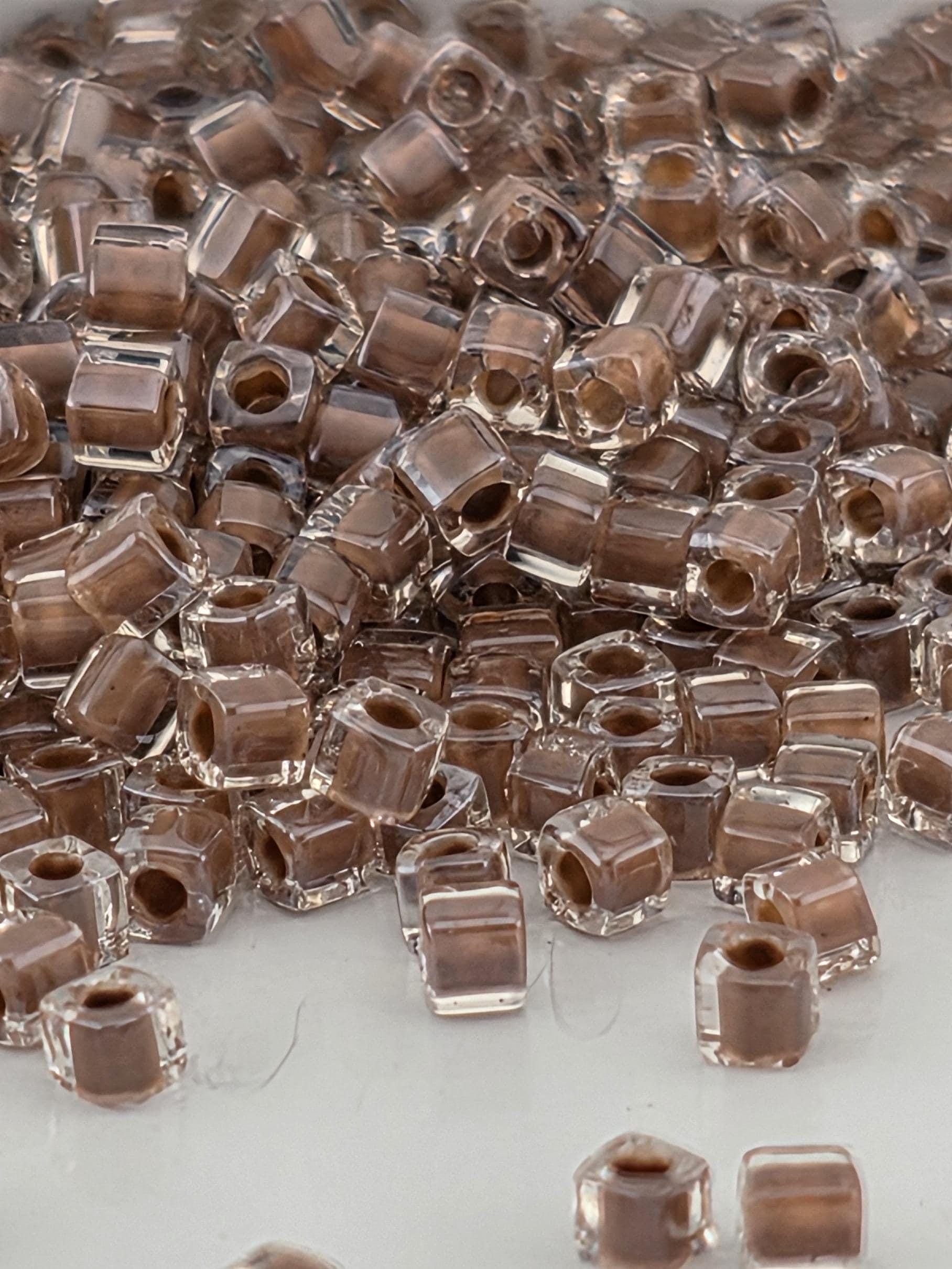 Miyuki Square/Cubes Crystal/Mocha Inside Color Lined Sparkle Size 1.5mm
