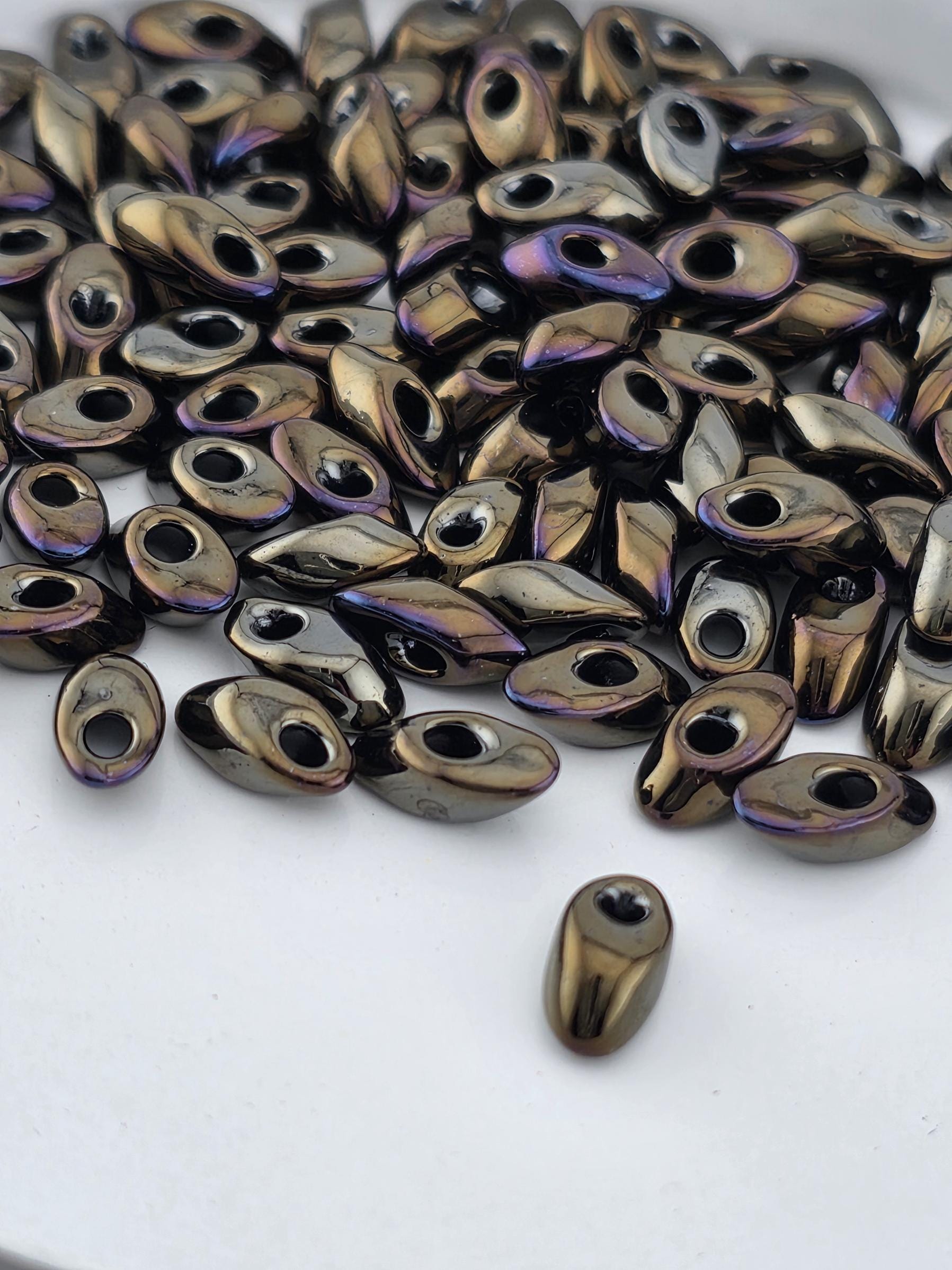 Miyuki Long Magatama Dark Olive Matte Rainbow Size 4x7mm