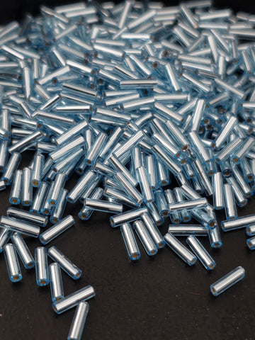Miyuki Bugles 6MM Blue Topaz Translucent Silver-Lined Size 6mm