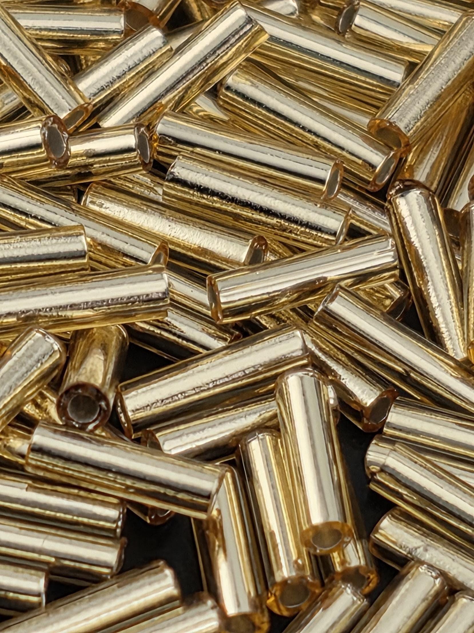 Miyuki Bugles 6MM Gold Translucent Silver-Lined Size 6mm