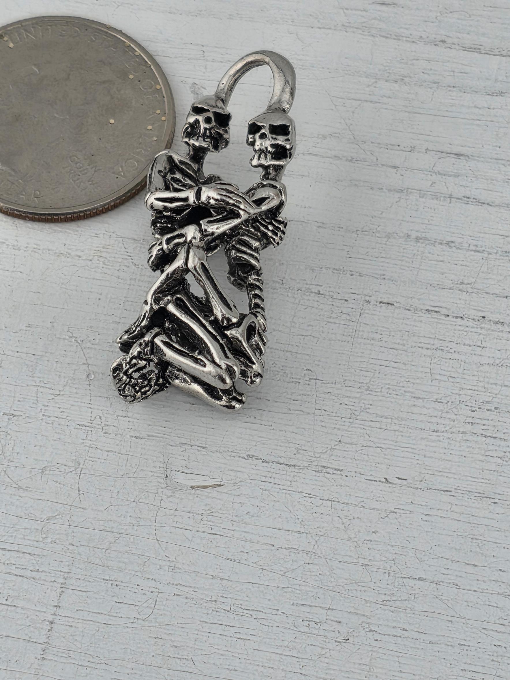 Silver Plated Skull Pendant: Gothic Skeleton Charm for Jewelry