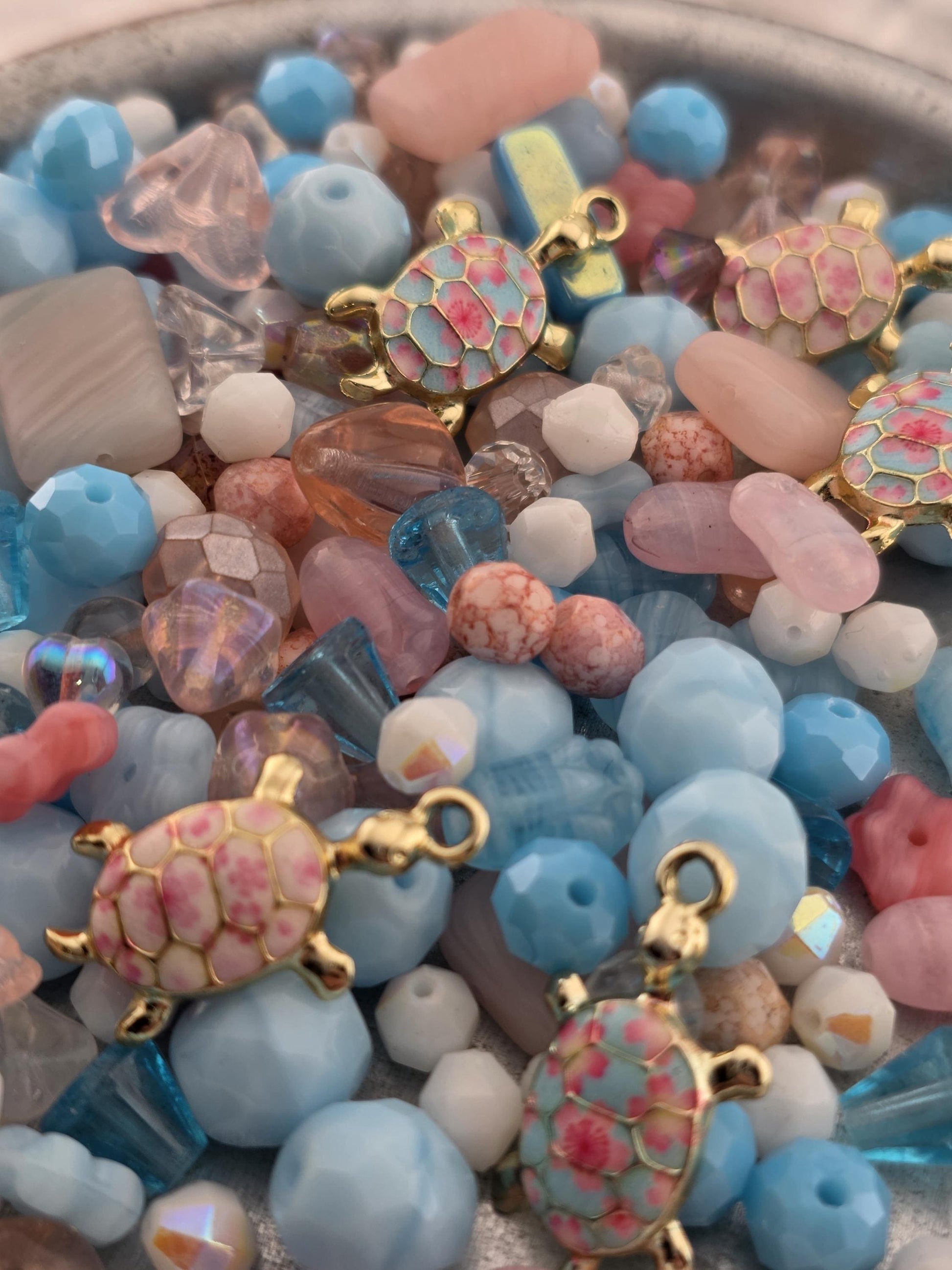 Exclusive "Turtle Blossoms" Bead Mix: Colorful DIY Jewelry Making Supplies (30g Pkg)