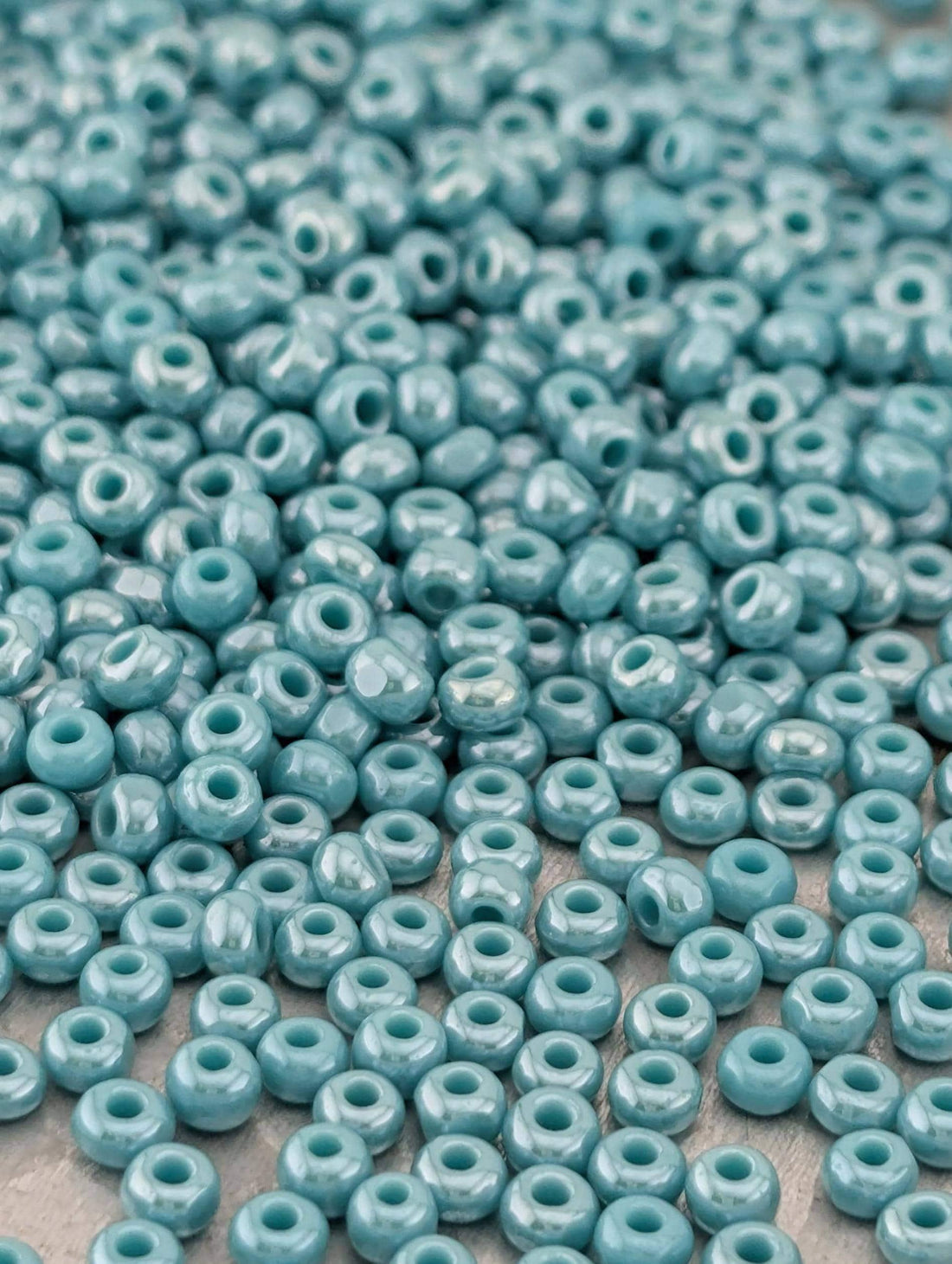 Czech Glass Seed Beads - Opaque Turquoise Green Charlotte Cut