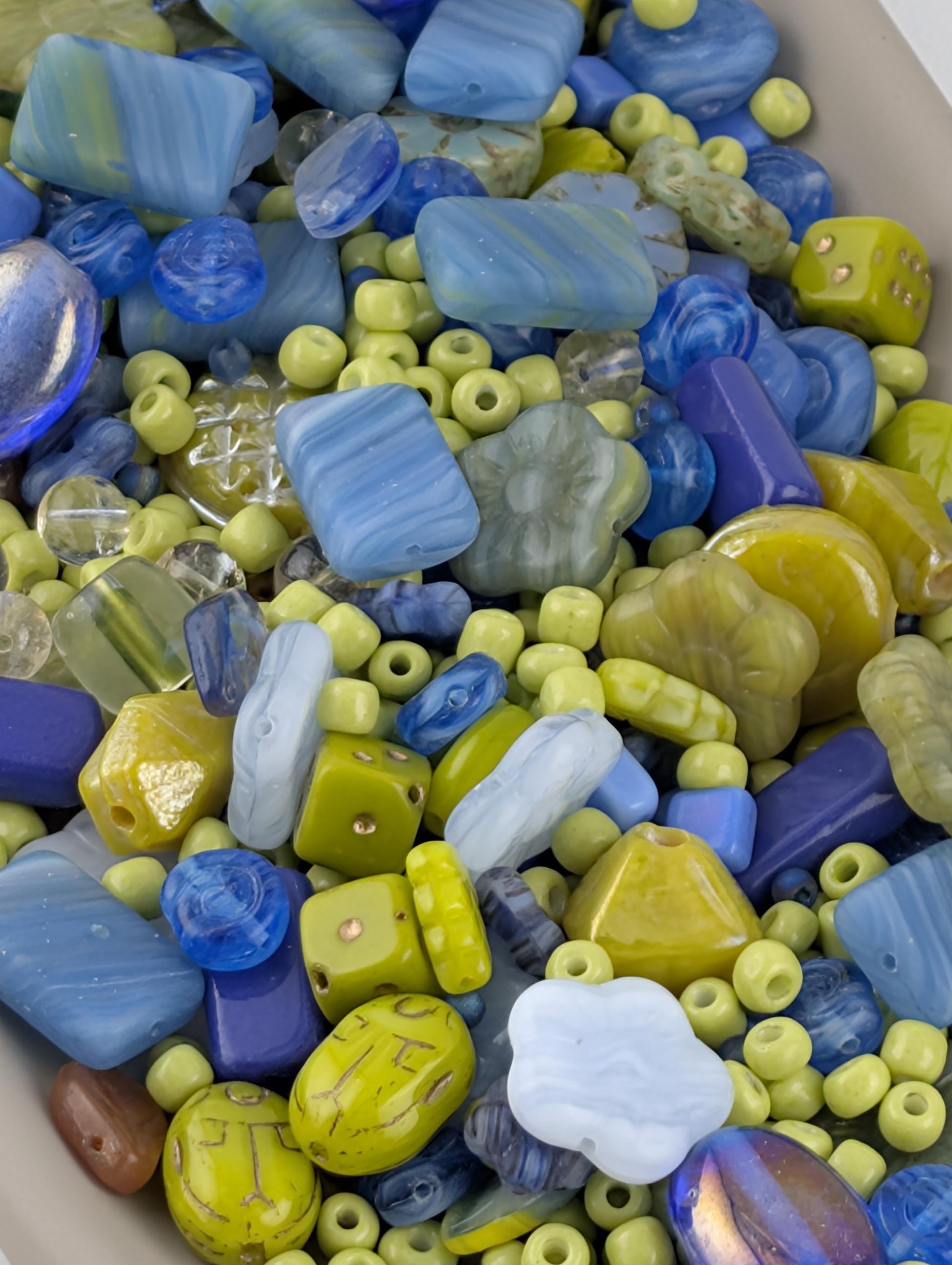 Exclusive "Blueberry Limeade" Czech Glass Bead Mix (2oz)