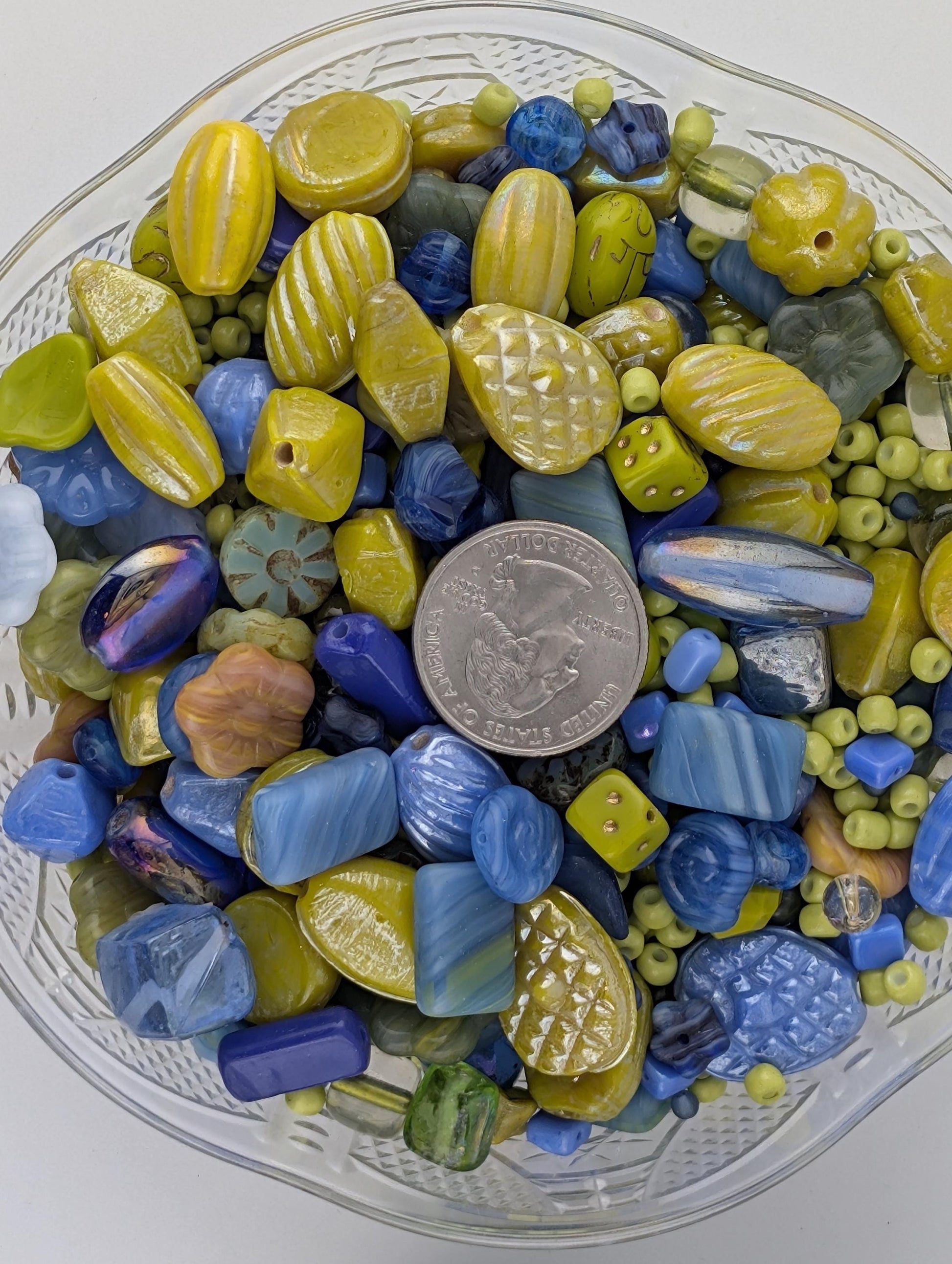 Exclusive "Blueberry Limeade" Czech Glass Bead Mix (2oz)