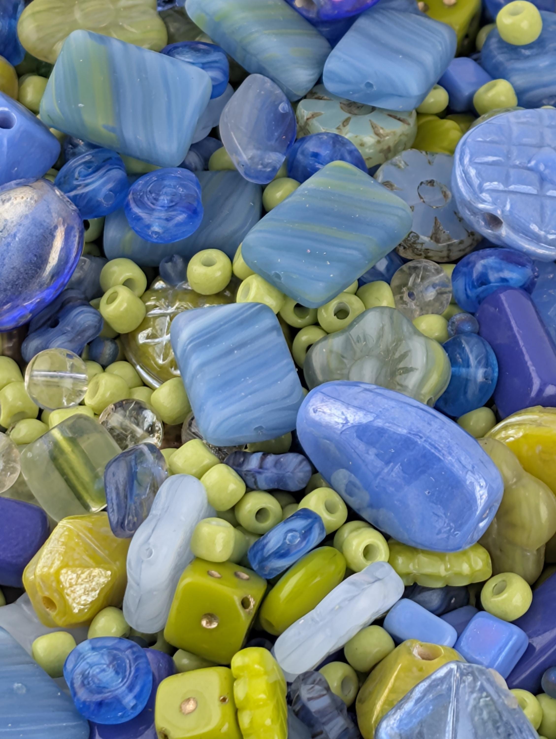 Exclusive "Blueberry Limeade" Czech Glass Bead Mix (2oz)