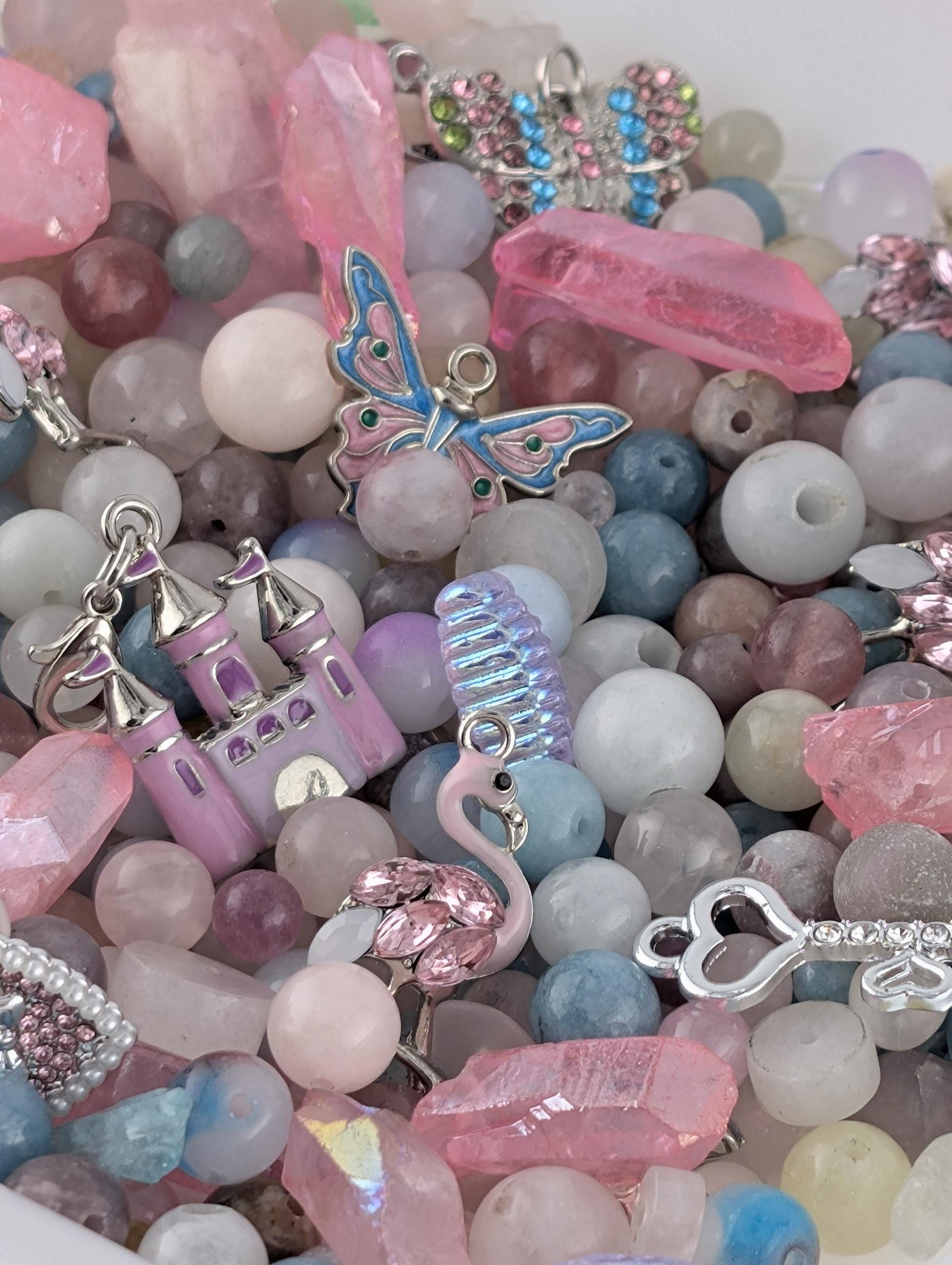 Exclusive "Flamingo Fairytale" Gemstone Bead Mix (2oz)